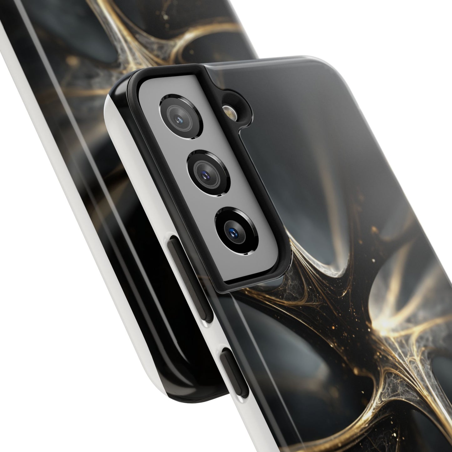 Elegant Tough Phone Case with Abstract Metallic Design