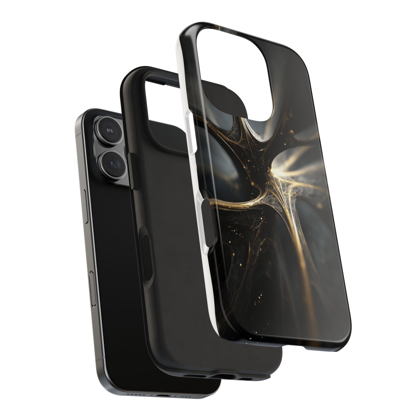 Elegant Tough Phone Case with Abstract Metallic Design