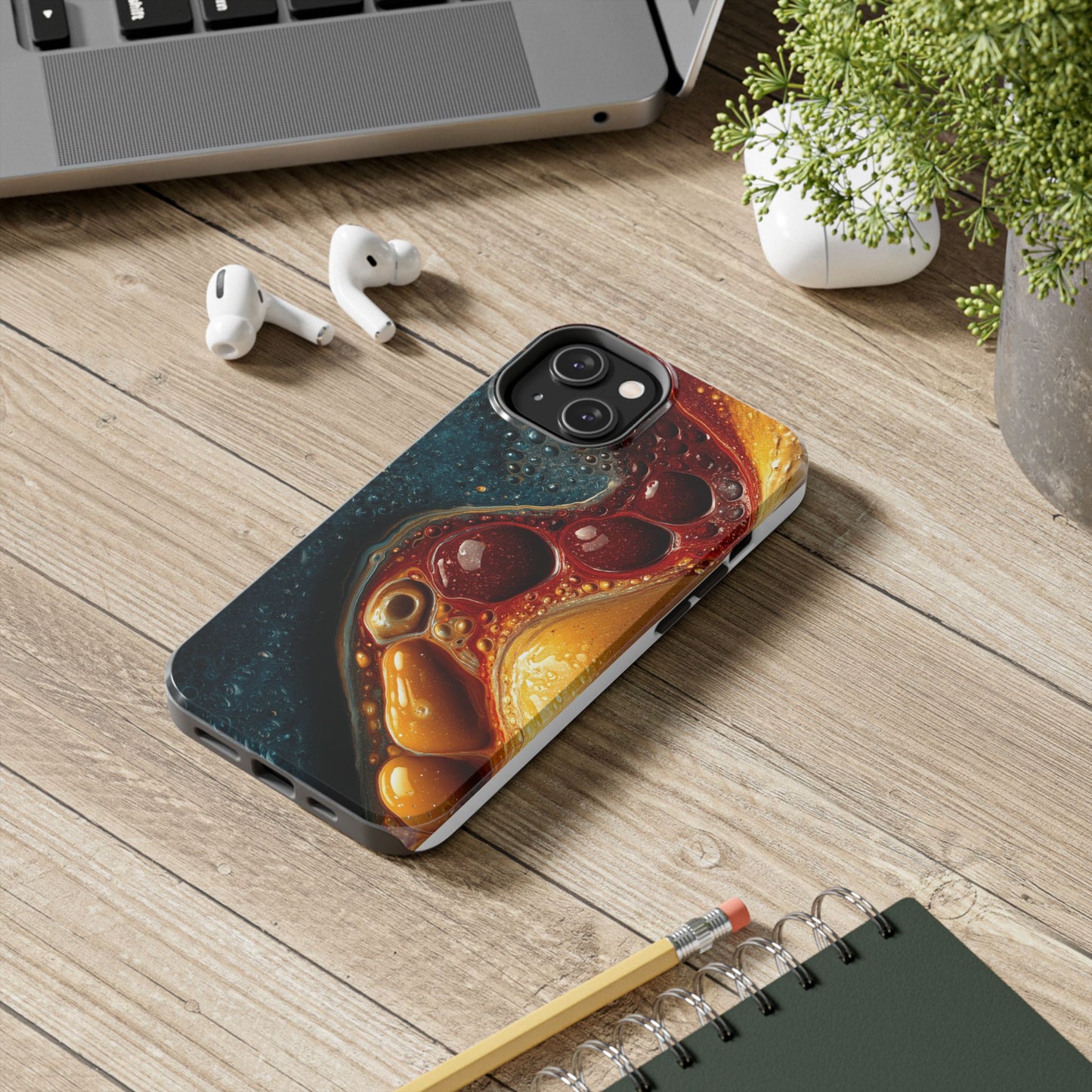 Artistic Tough Phone Case - Vibrant Fluid Design