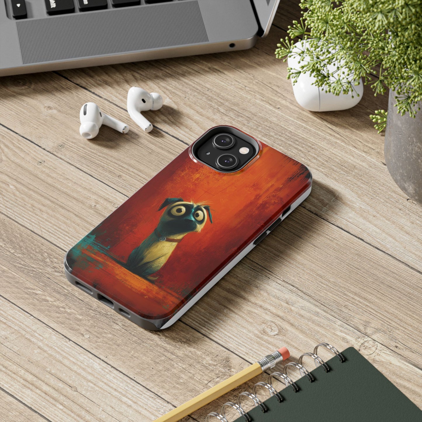Whimsical Dog Art Tough Phone Case - Durable Protection for Pet Lovers