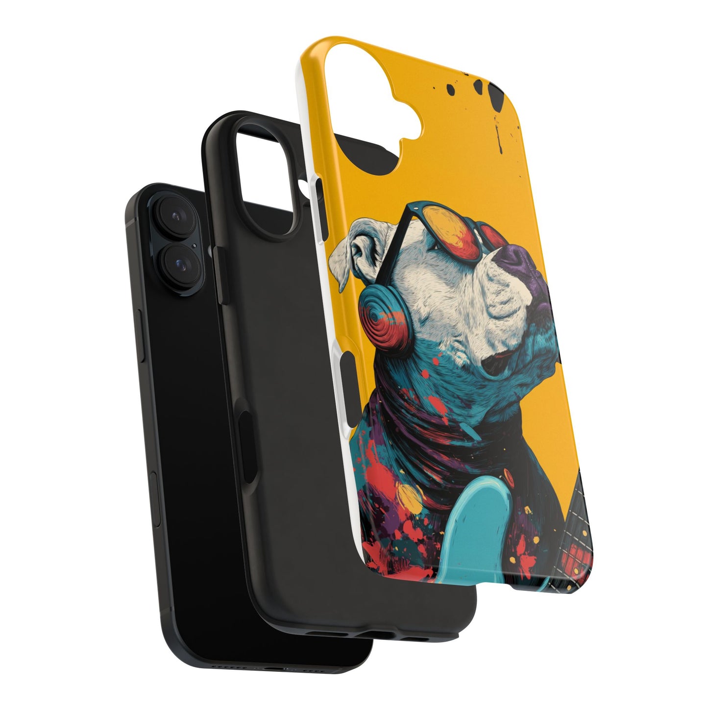 French Bulldog with Orange Sunglasses and Headphones Tough Phone Case