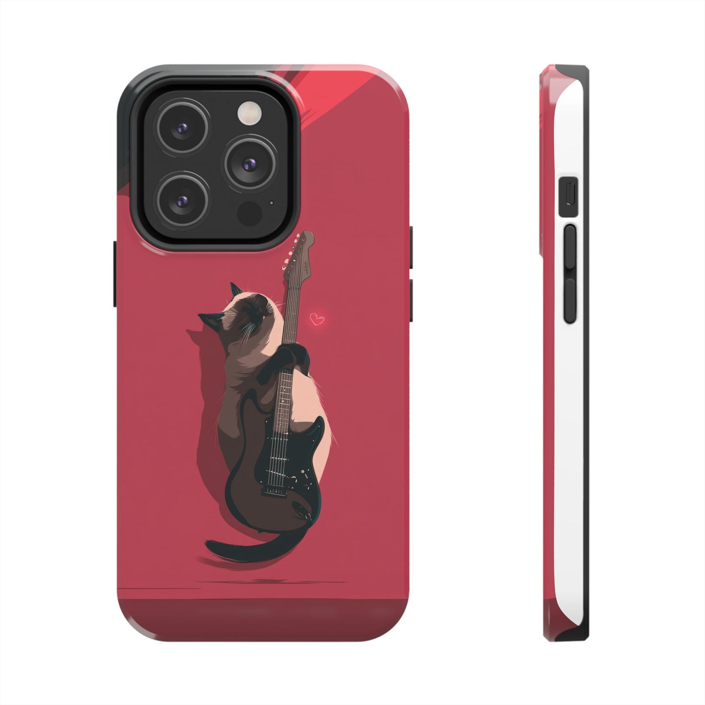Charming Cat with Guitar Tough Phone Case – Wearable Art for Cat & Music Lovers