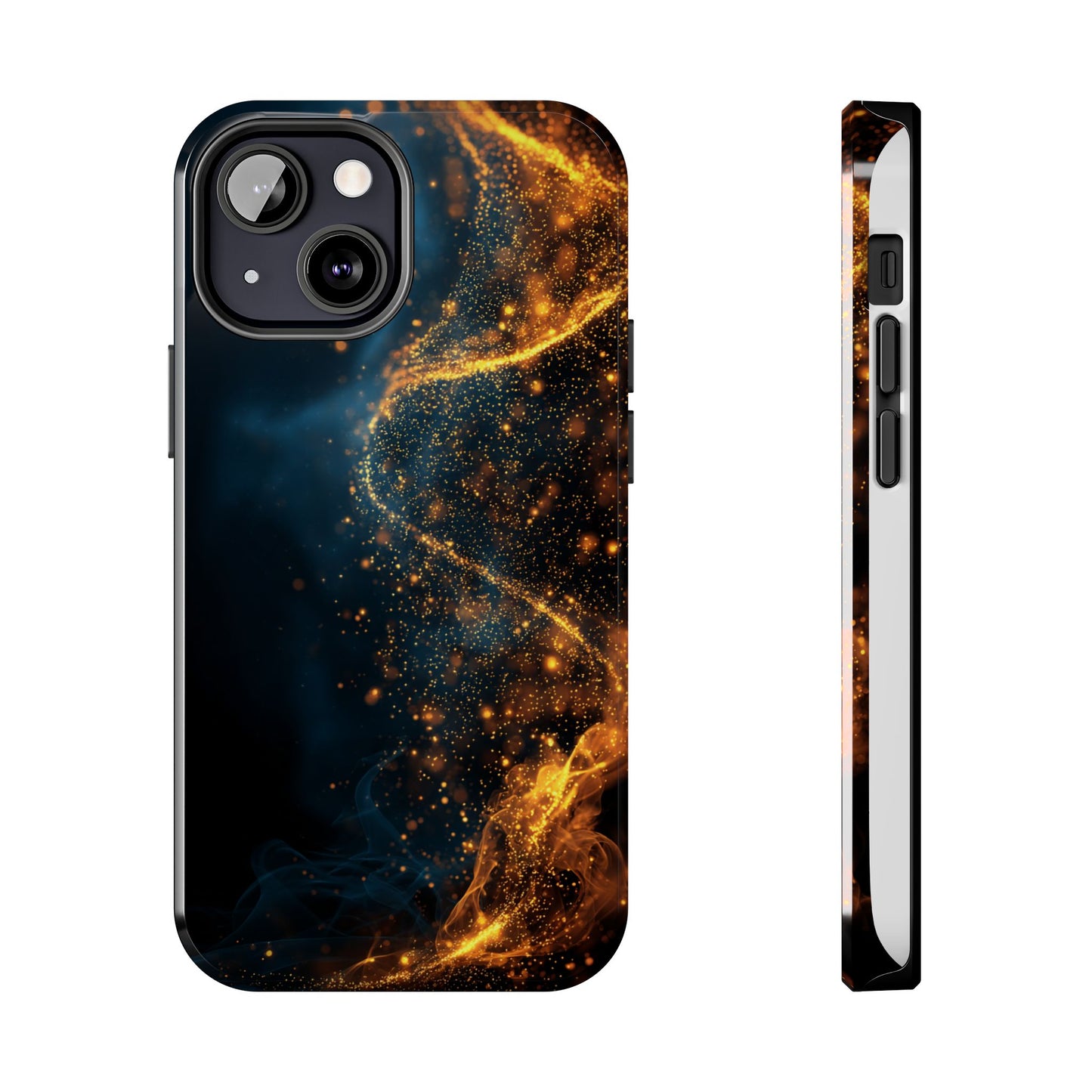 Sleek Tough Phone Cases with Abstract Gold and Blue Design