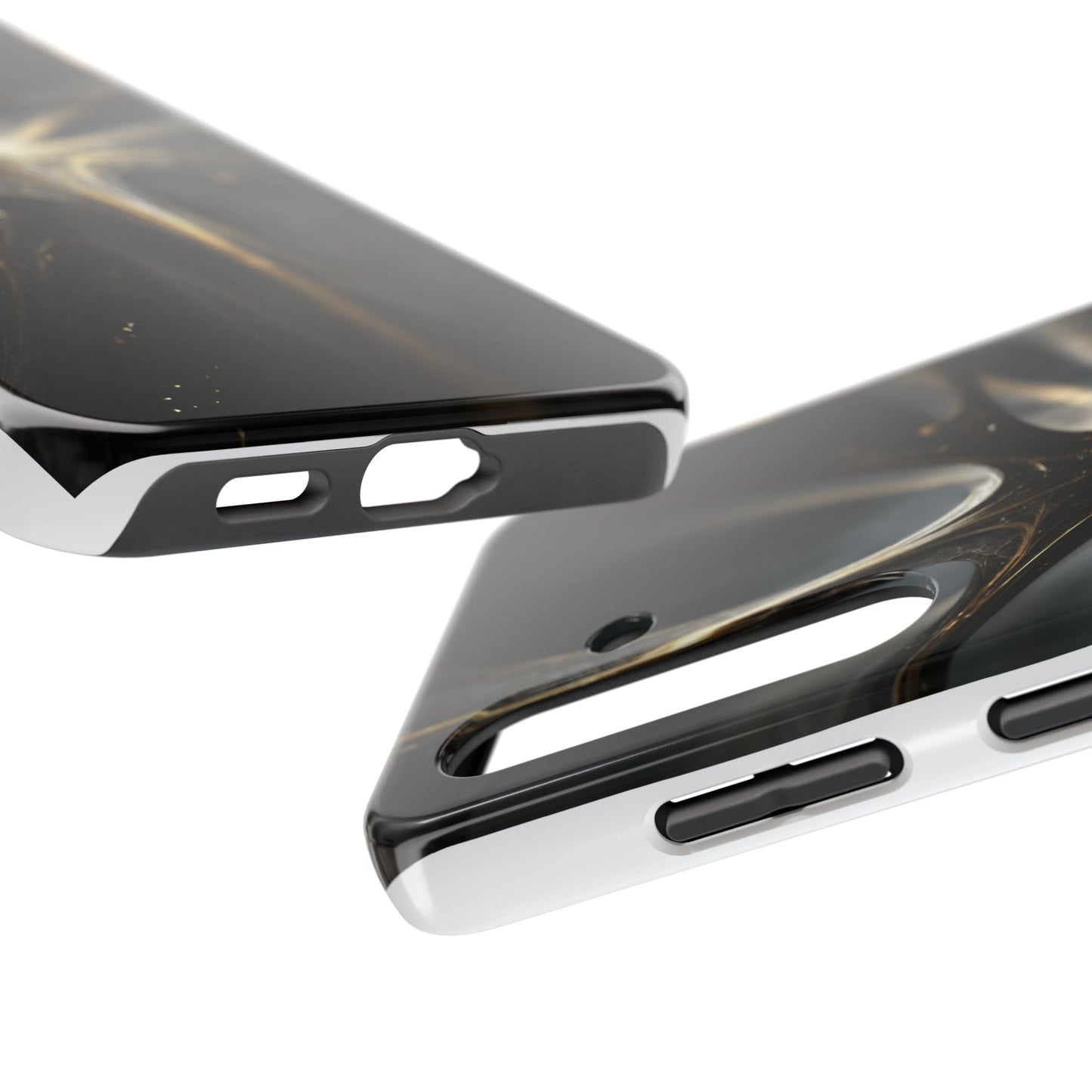 Elegant Tough Phone Case with Abstract Metallic Design