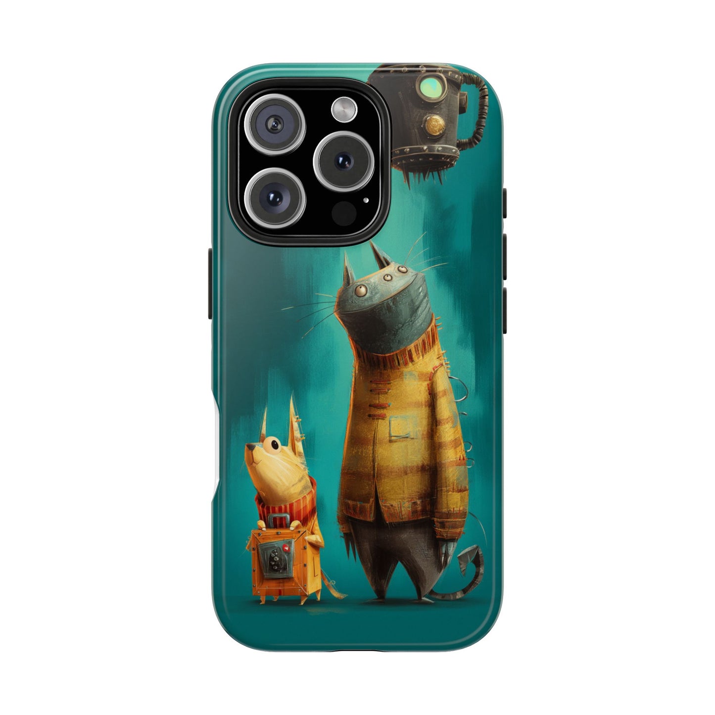 Whimsical Cat Adventure Tough Phone Case - Unique Design for Animal Lovers