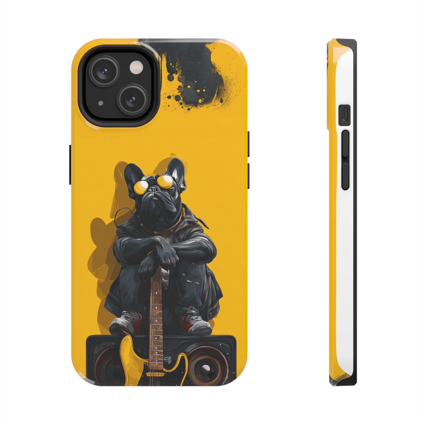 Rebellious Dog with Guitar Tough Phone Case – Wearable Art for Pet & Music Lovers