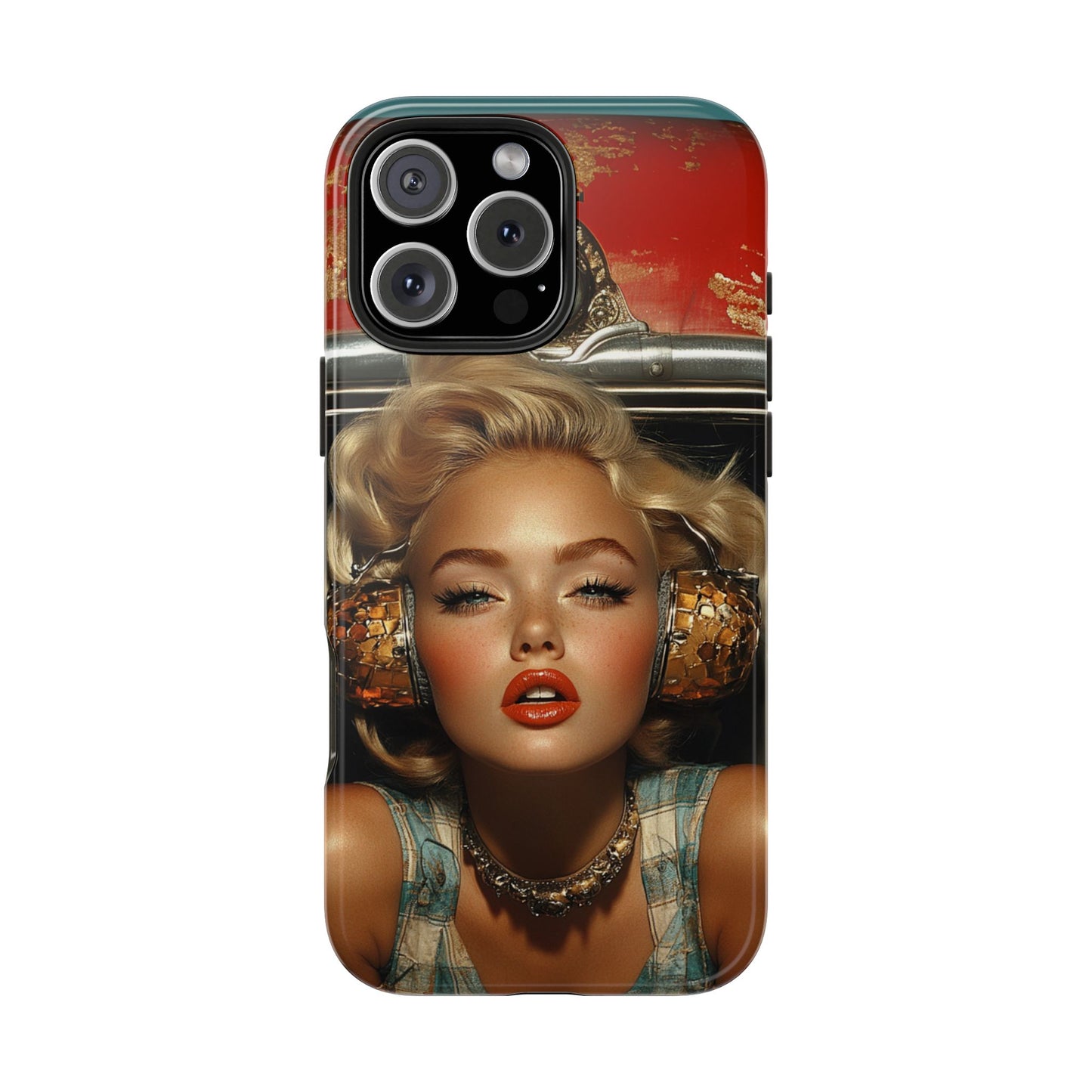 Retro Glam Tough Phone Case - Stylish Protection for Music Lovers