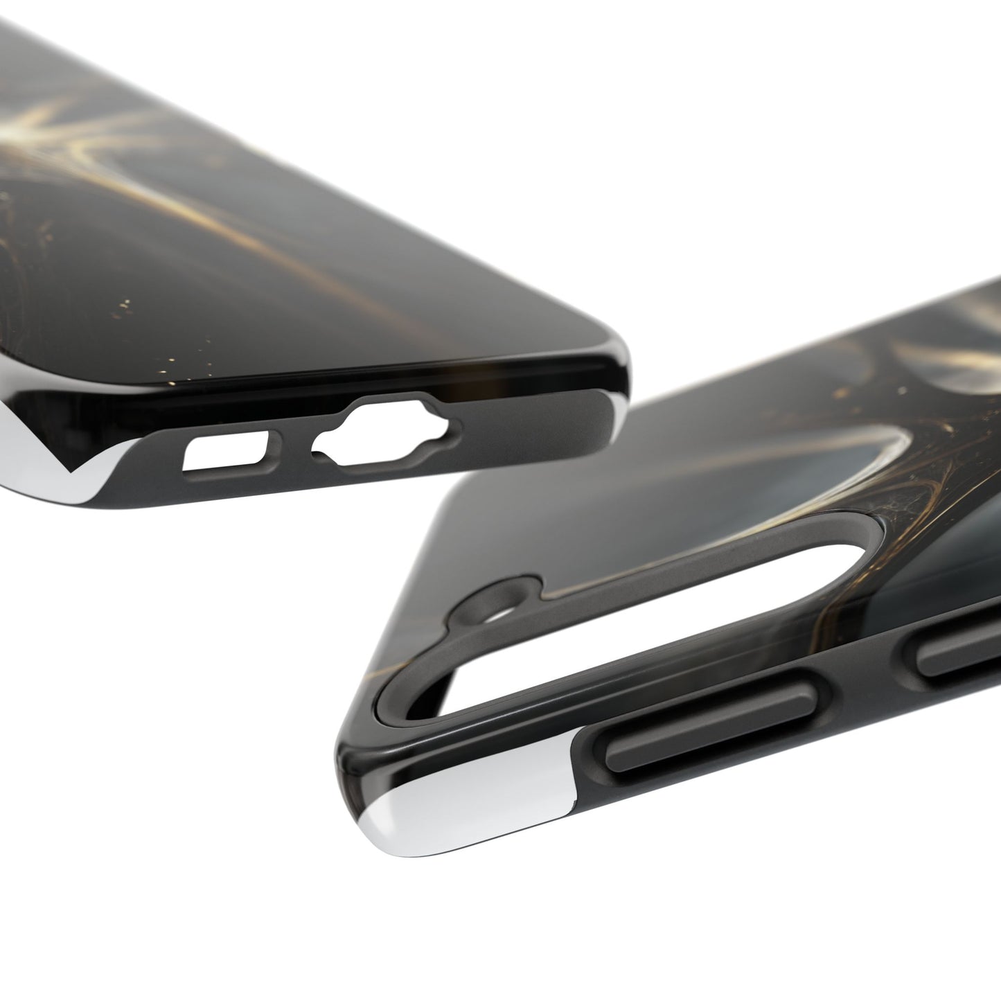 Elegant Tough Phone Case with Abstract Metallic Design