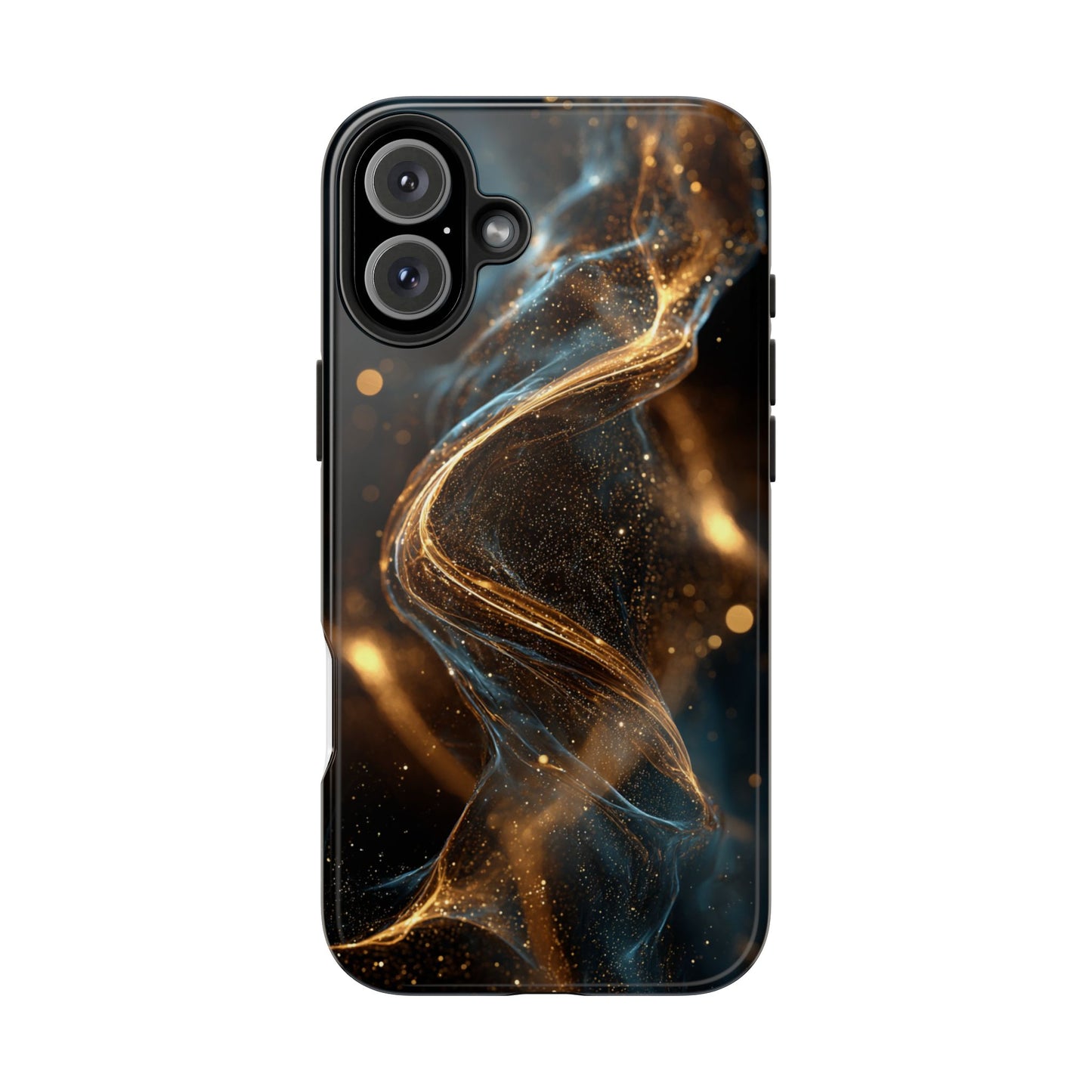 Stylish Tough Phone Case with Elegant Gold Swirl Design
