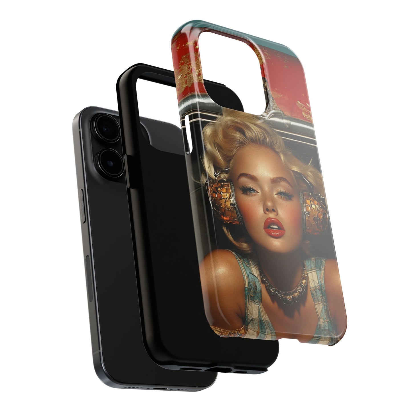 Retro Glam Tough Phone Case - Stylish Protection for Music Lovers