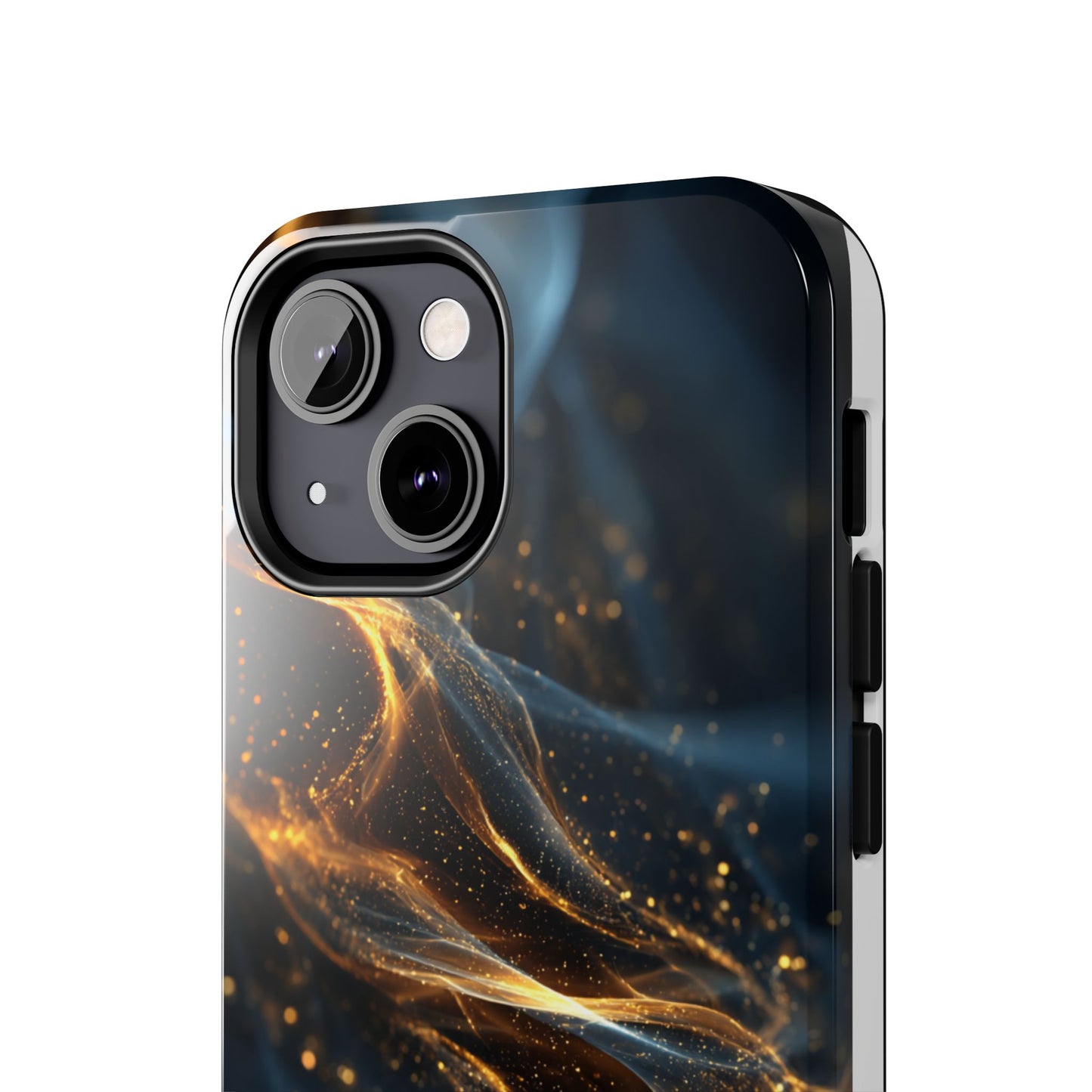 Stylish Tough Phone Case with Golden Swirl Design