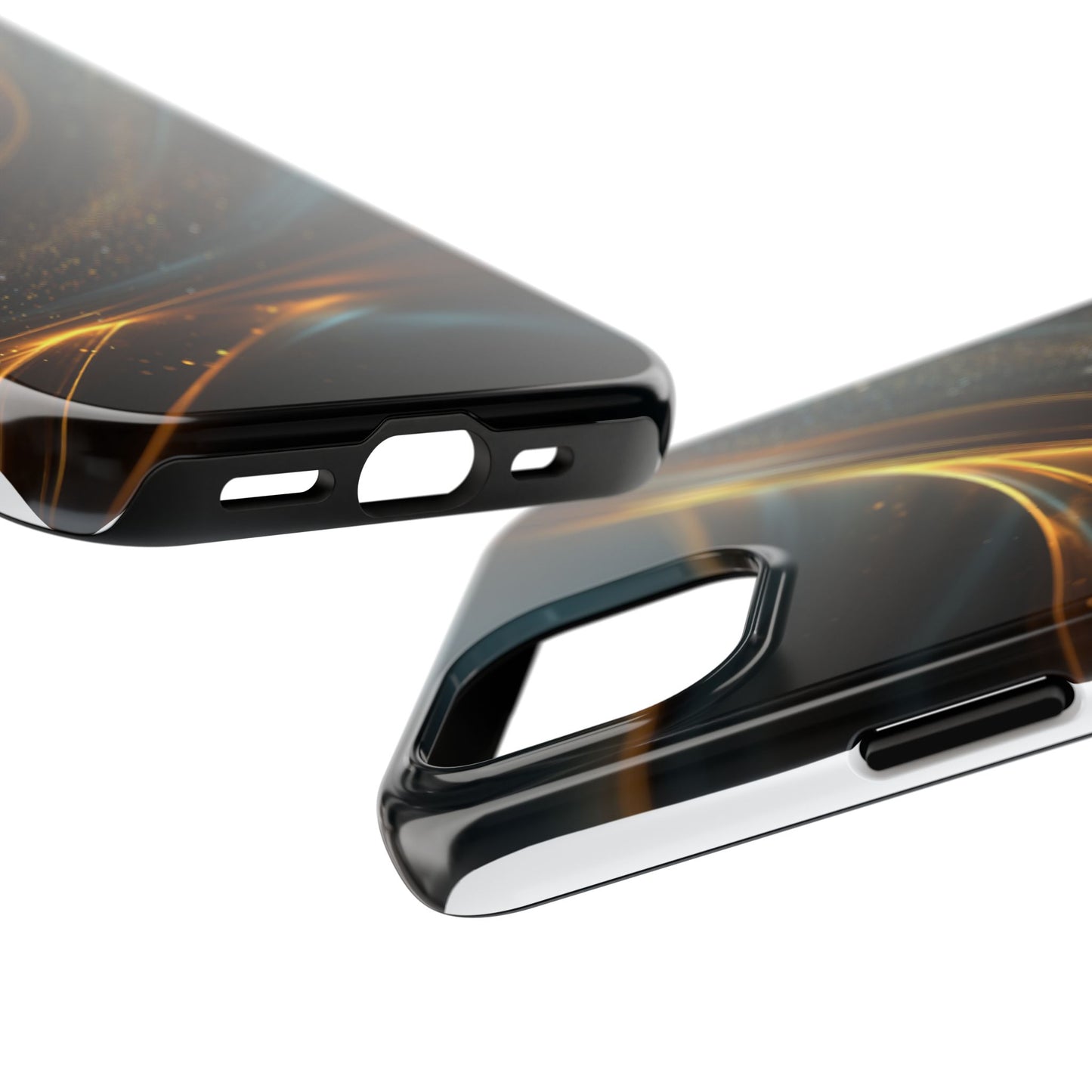 Elegant Tough Phone Case with Glittering Waves Design