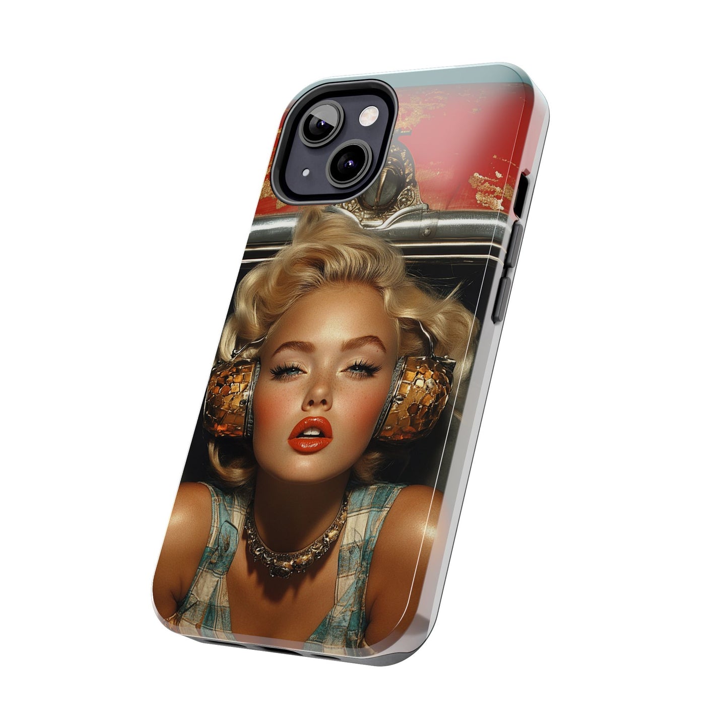 Retro Glam Tough Phone Case - Stylish Protection for Music Lovers