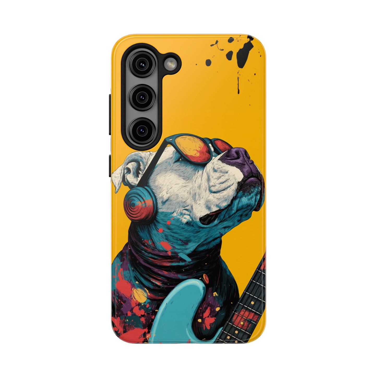 French Bulldog with Orange Sunglasses and Headphones Tough Phone Case