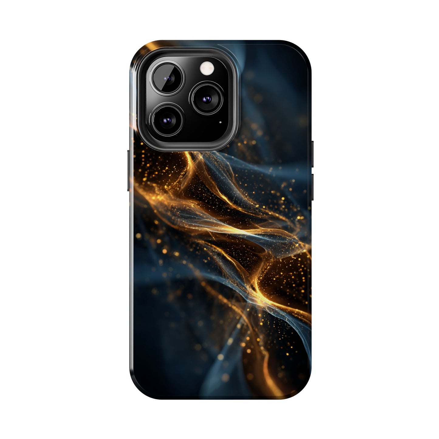 Stylish Tough Phone Case with Golden Swirl Design