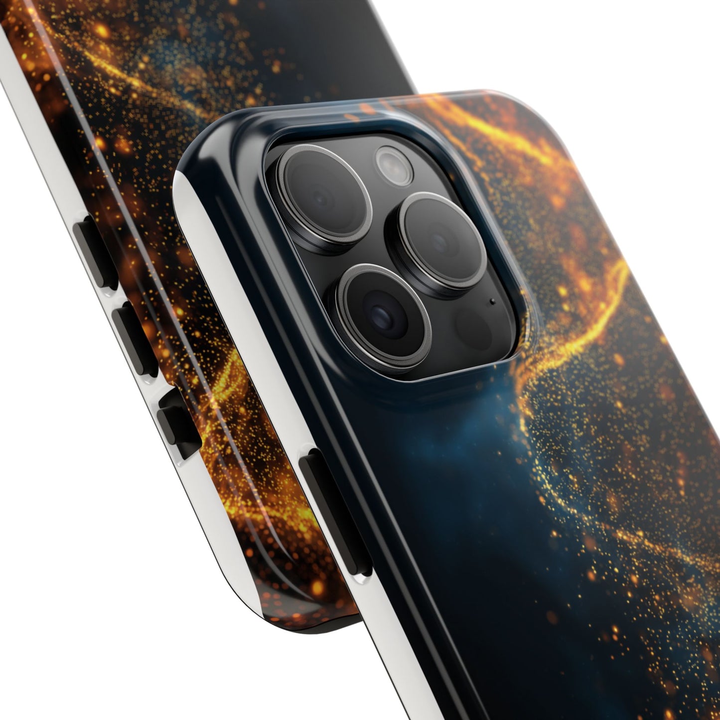 Sleek Tough Phone Cases with Abstract Gold and Blue Design