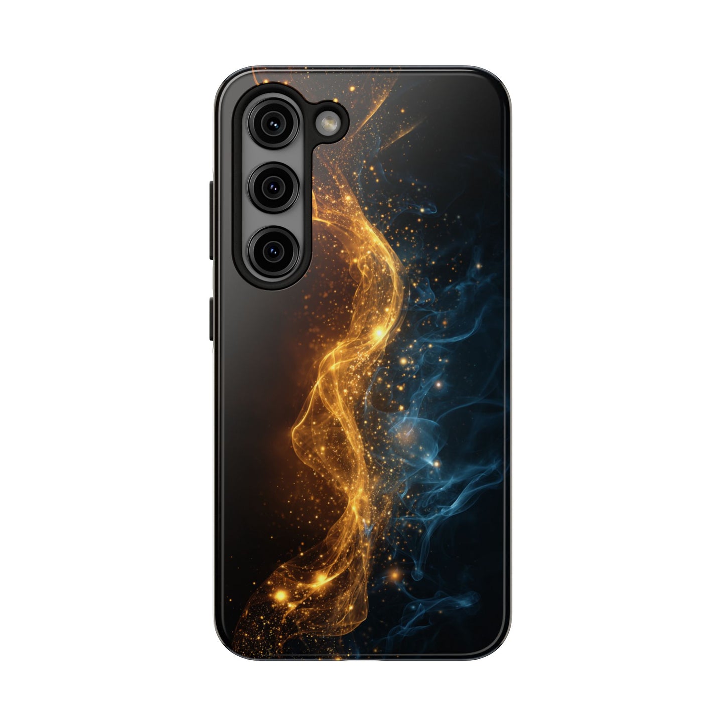 Dynamic Gold and Blue Tough Phone Case - Durable Protection with a Stunning Design