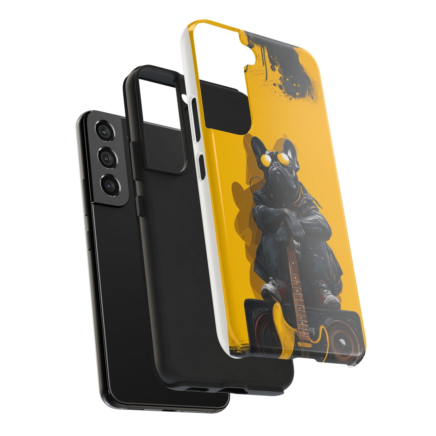 Rebellious Dog with Guitar Tough Phone Case – Wearable Art for Pet & Music Lovers