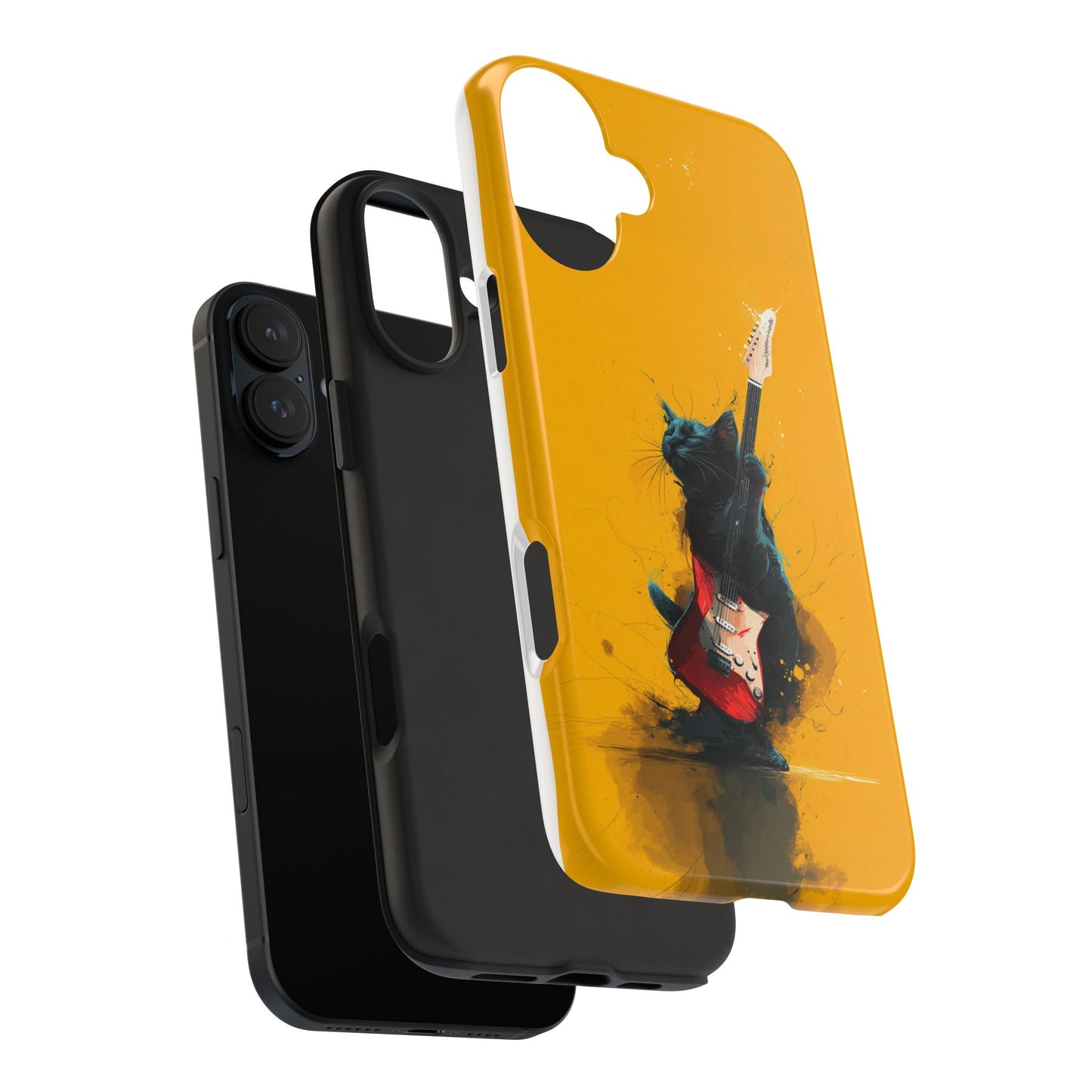 Black Cat Playing Red Guitar Tough Phone Case