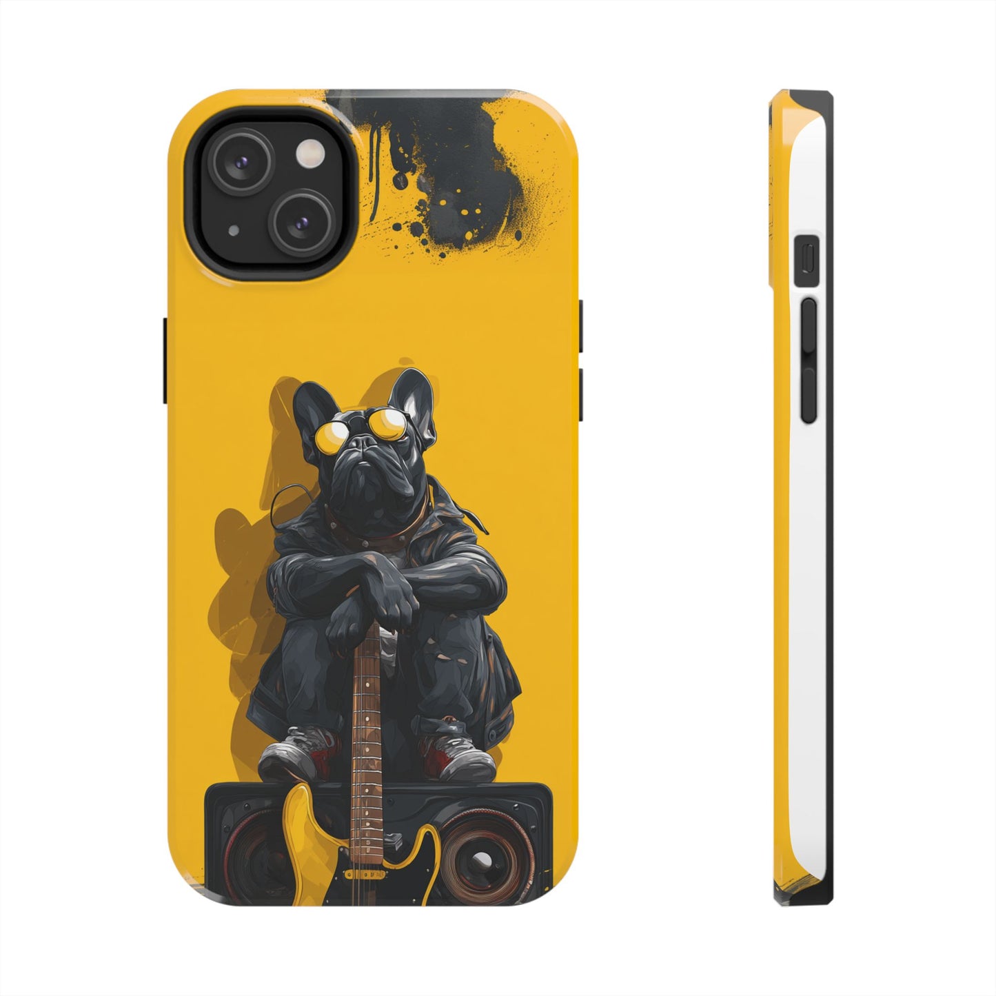Rebellious Dog with Guitar Tough Phone Case – Wearable Art for Pet & Music Lovers