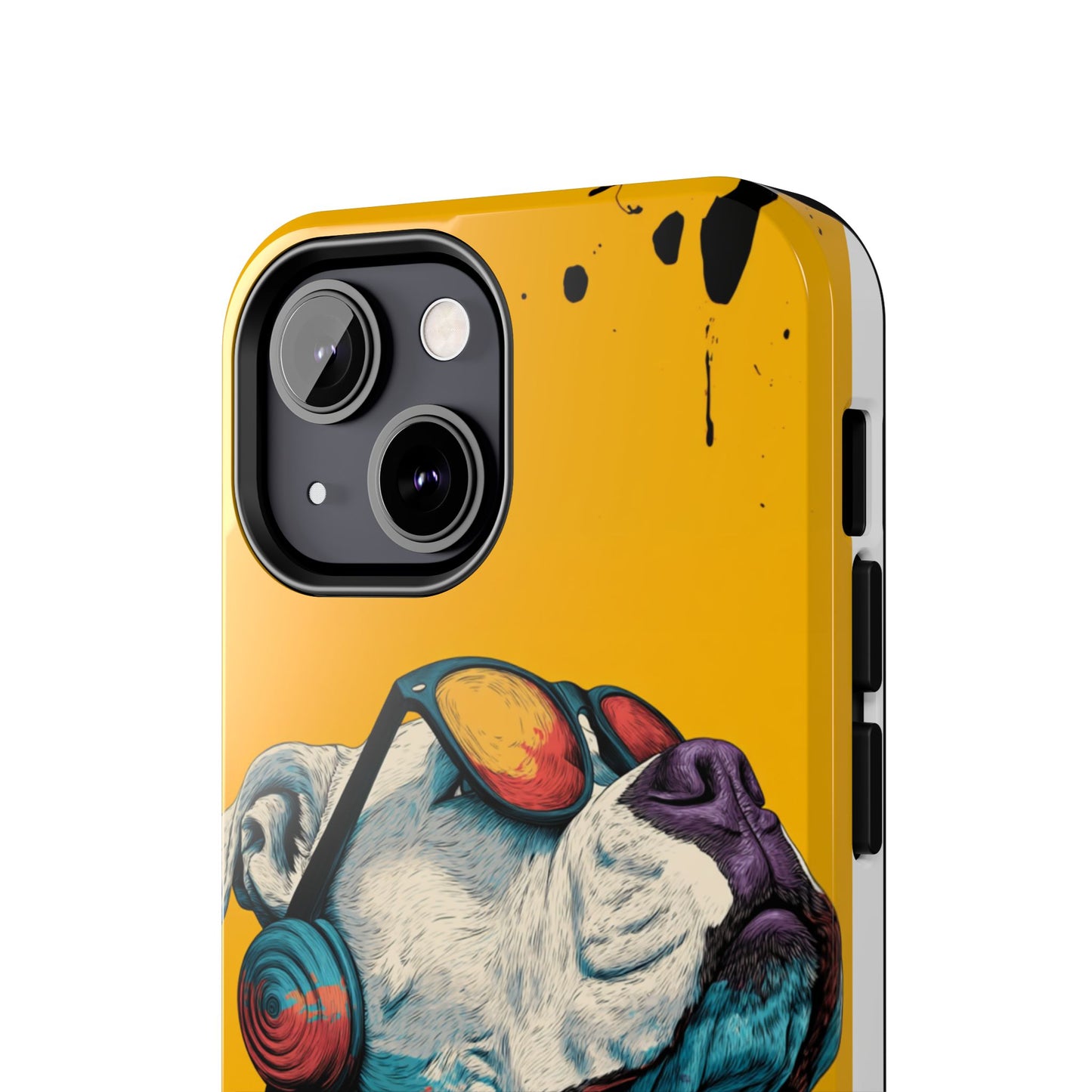 French Bulldog with Orange Sunglasses and Headphones Tough Phone Case