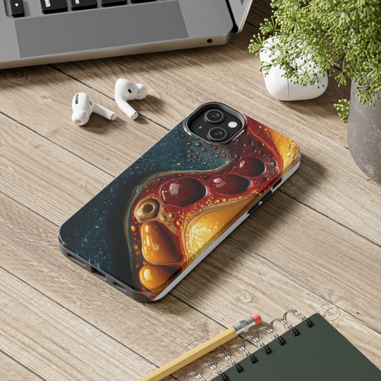 Artistic Tough Phone Case - Vibrant Fluid Design