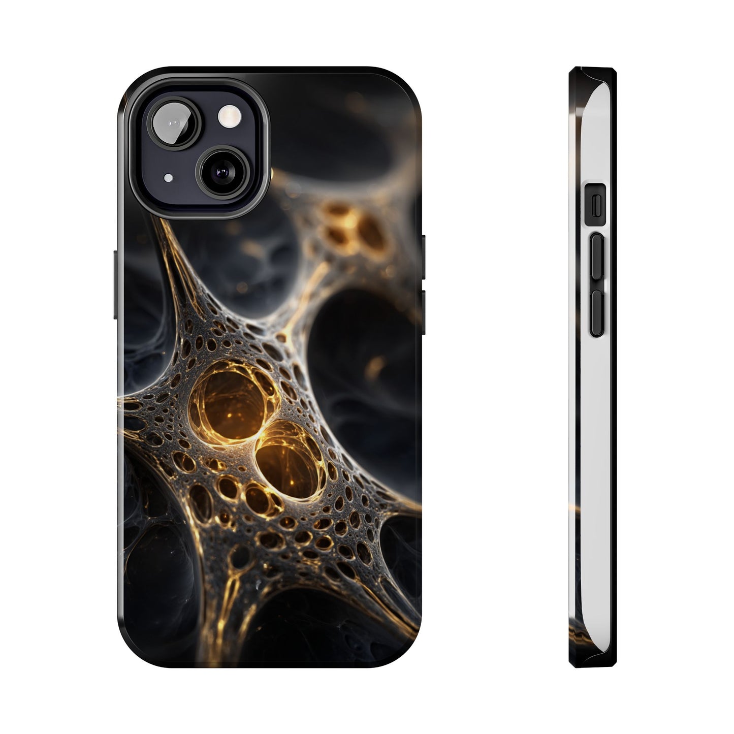 Luxurious Abstract Tough Phone Case - Gold and Black Design