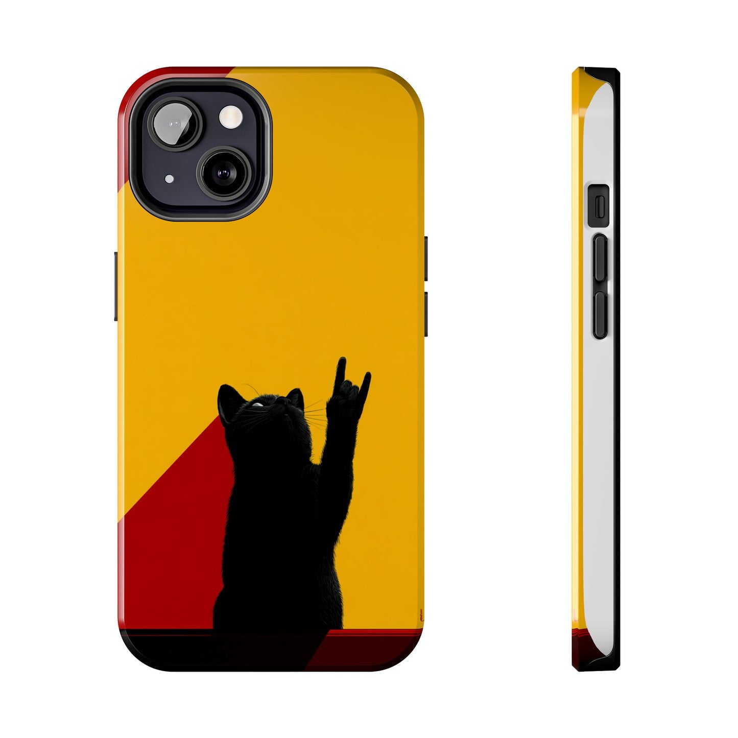 Black Cat Rock Gesture Tough Phone Case