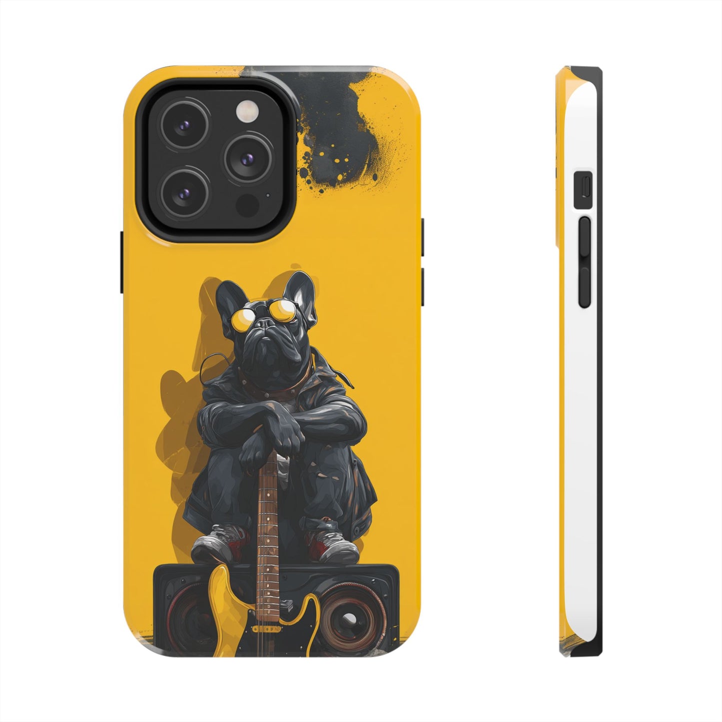 Rebellious Dog with Guitar Tough Phone Case – Wearable Art for Pet & Music Lovers