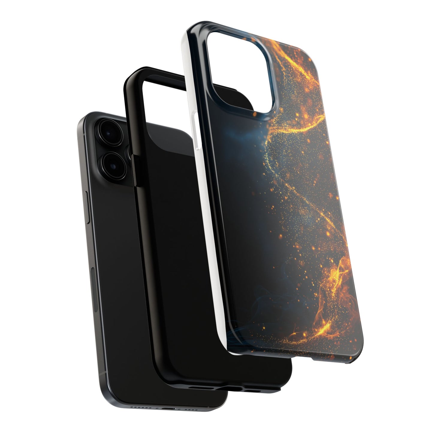 Sleek Tough Phone Cases with Abstract Gold and Blue Design