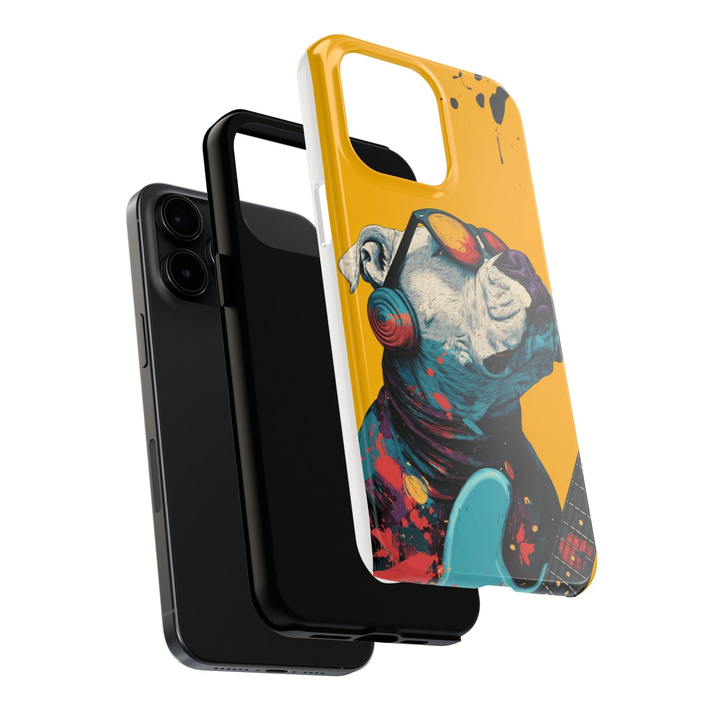 French Bulldog with Orange Sunglasses and Headphones Tough Phone Case