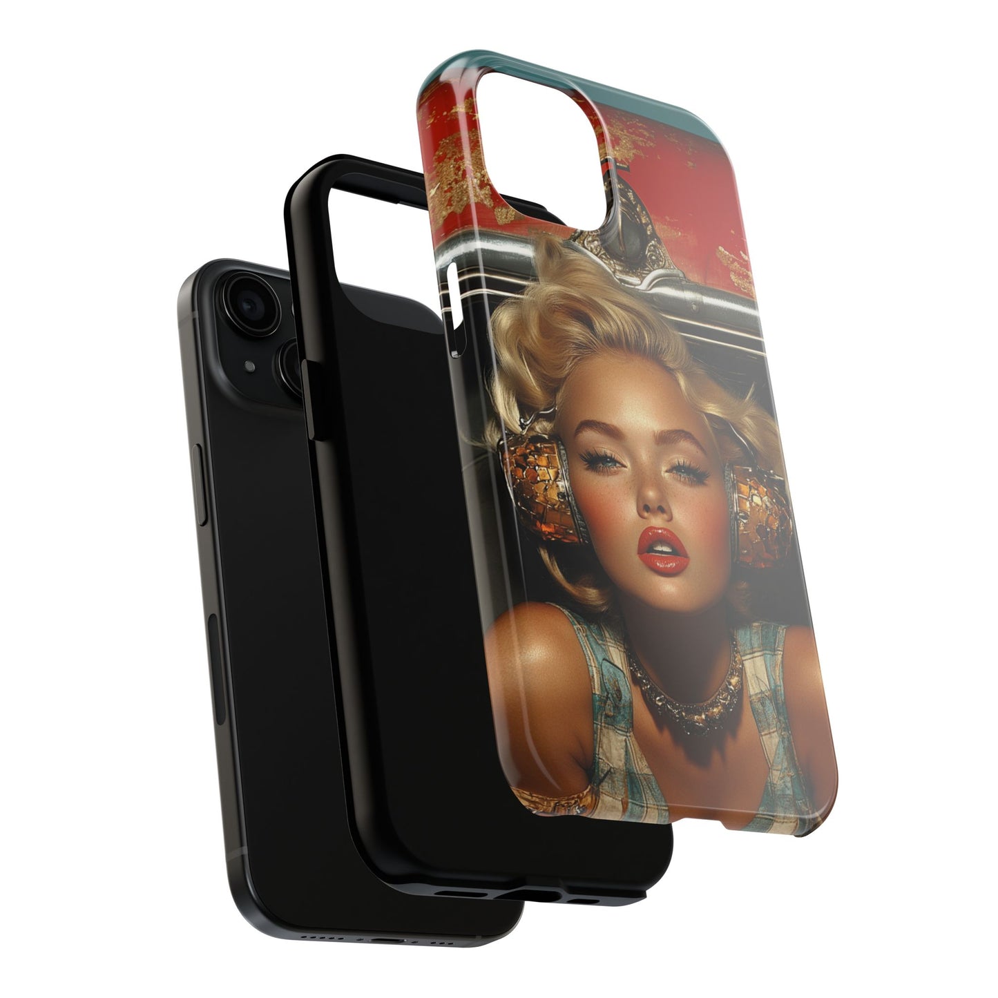 Retro Glam Tough Phone Case - Stylish Protection for Music Lovers