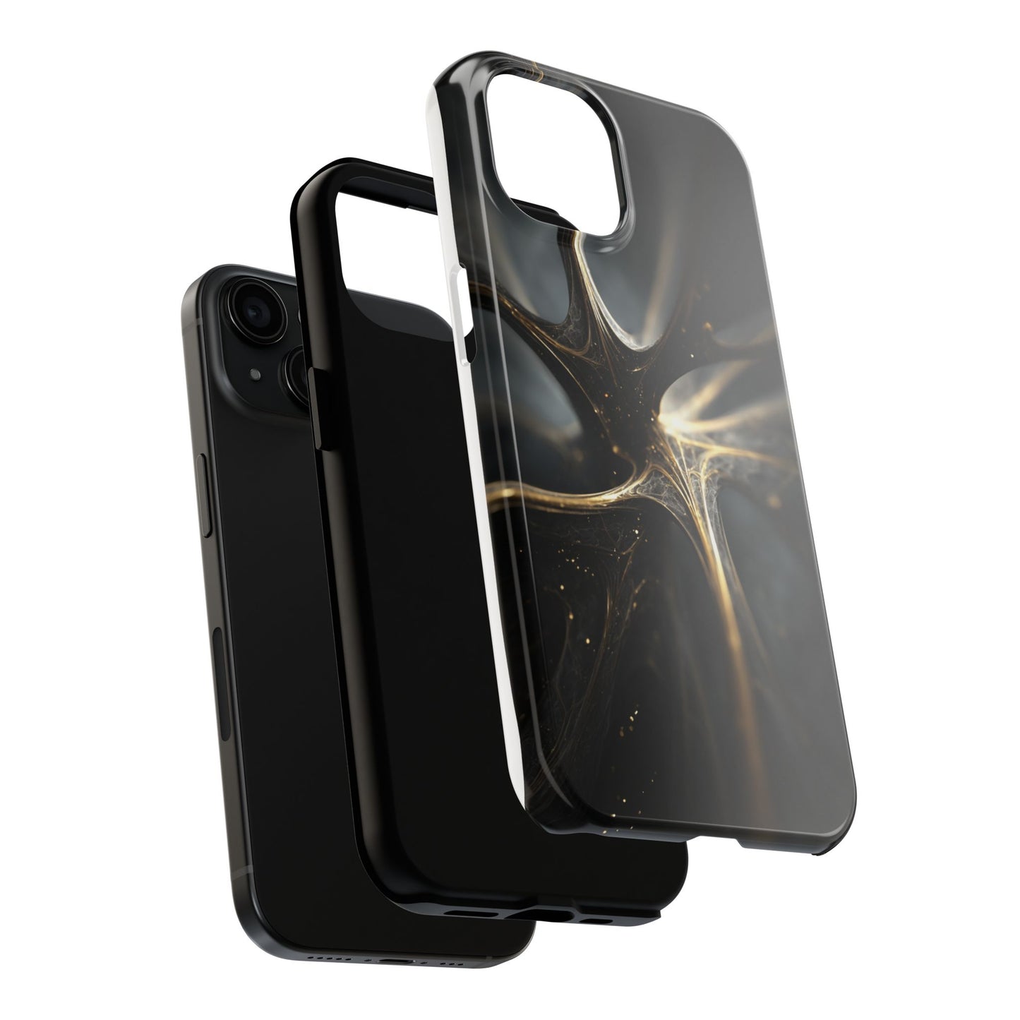 Elegant Tough Phone Case with Abstract Metallic Design