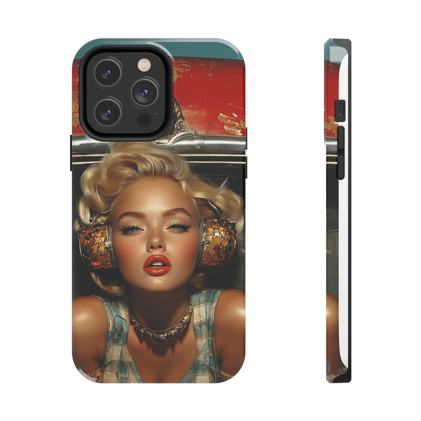Retro Glam Tough Phone Case - Stylish Protection for Music Lovers