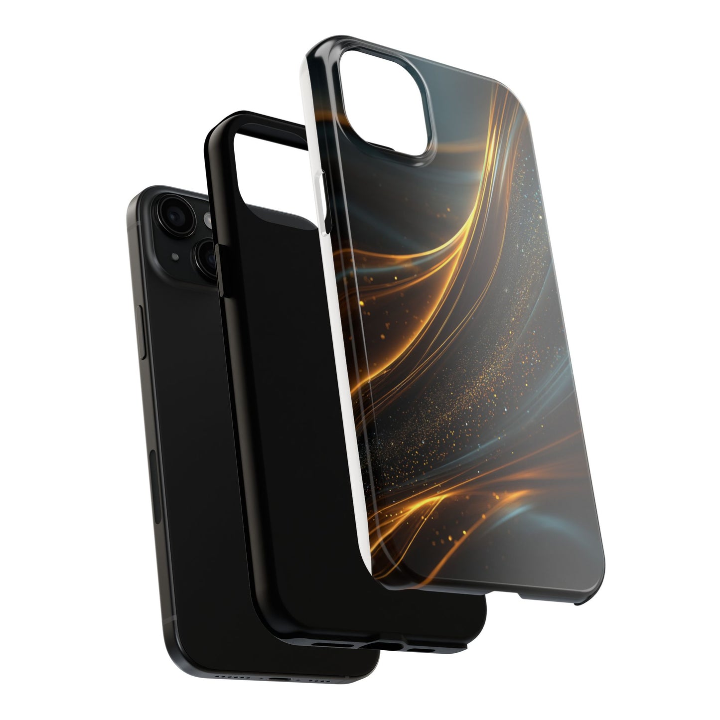 Elegant Tough Phone Case with Glittering Waves Design