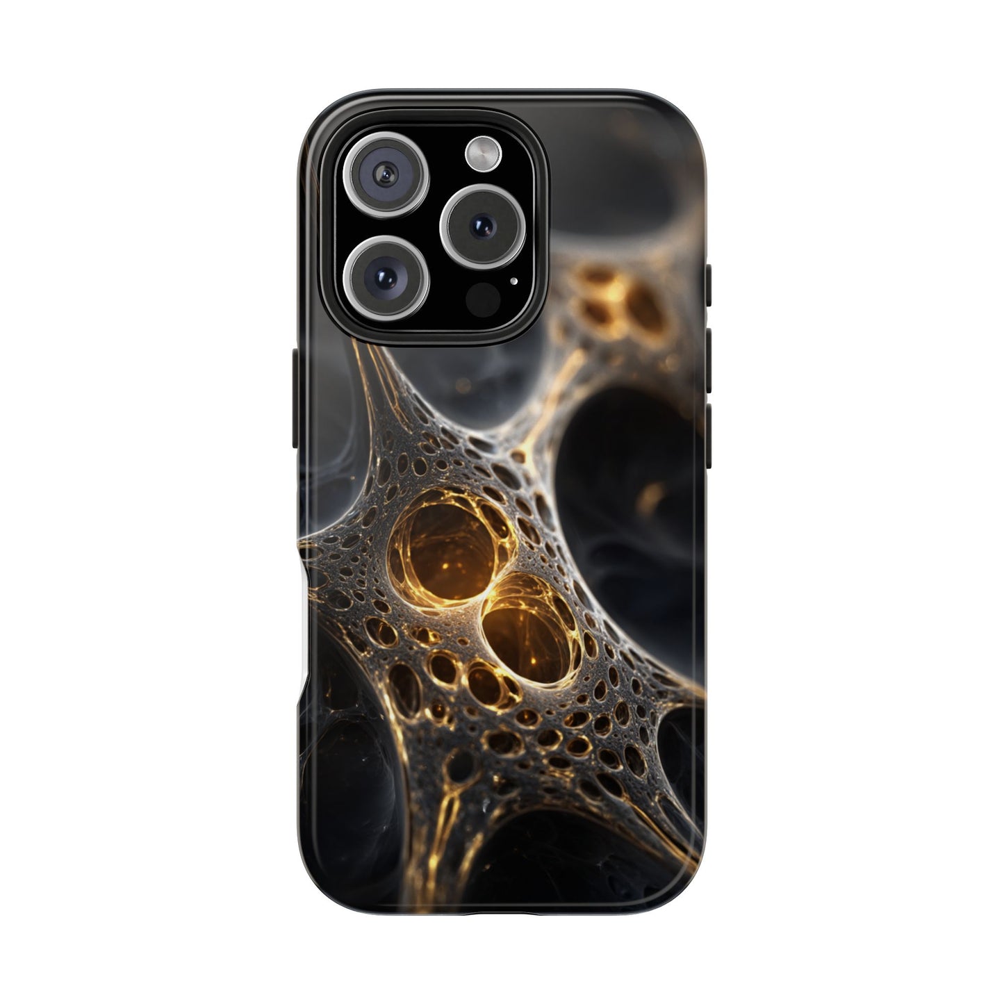 Luxurious Abstract Tough Phone Case - Gold and Black Design