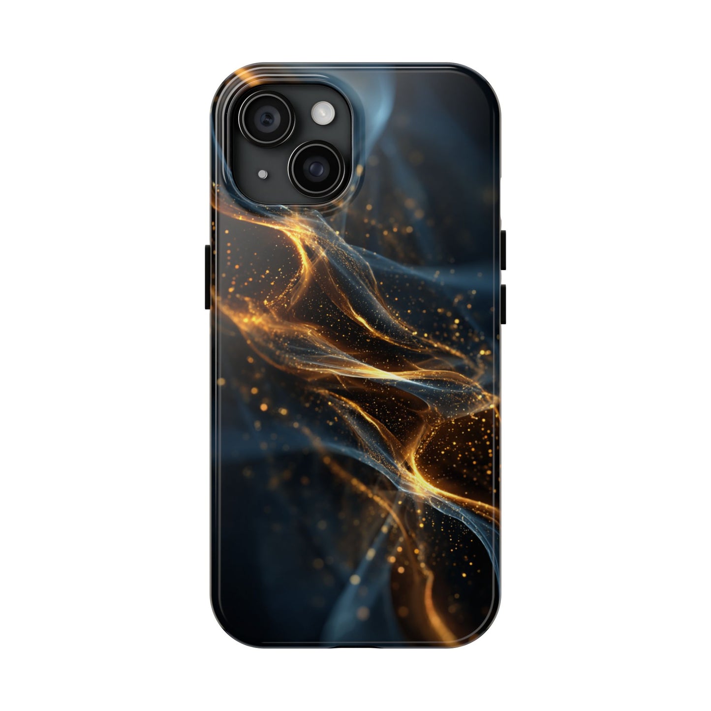 Stylish Tough Phone Case with Golden Swirl Design