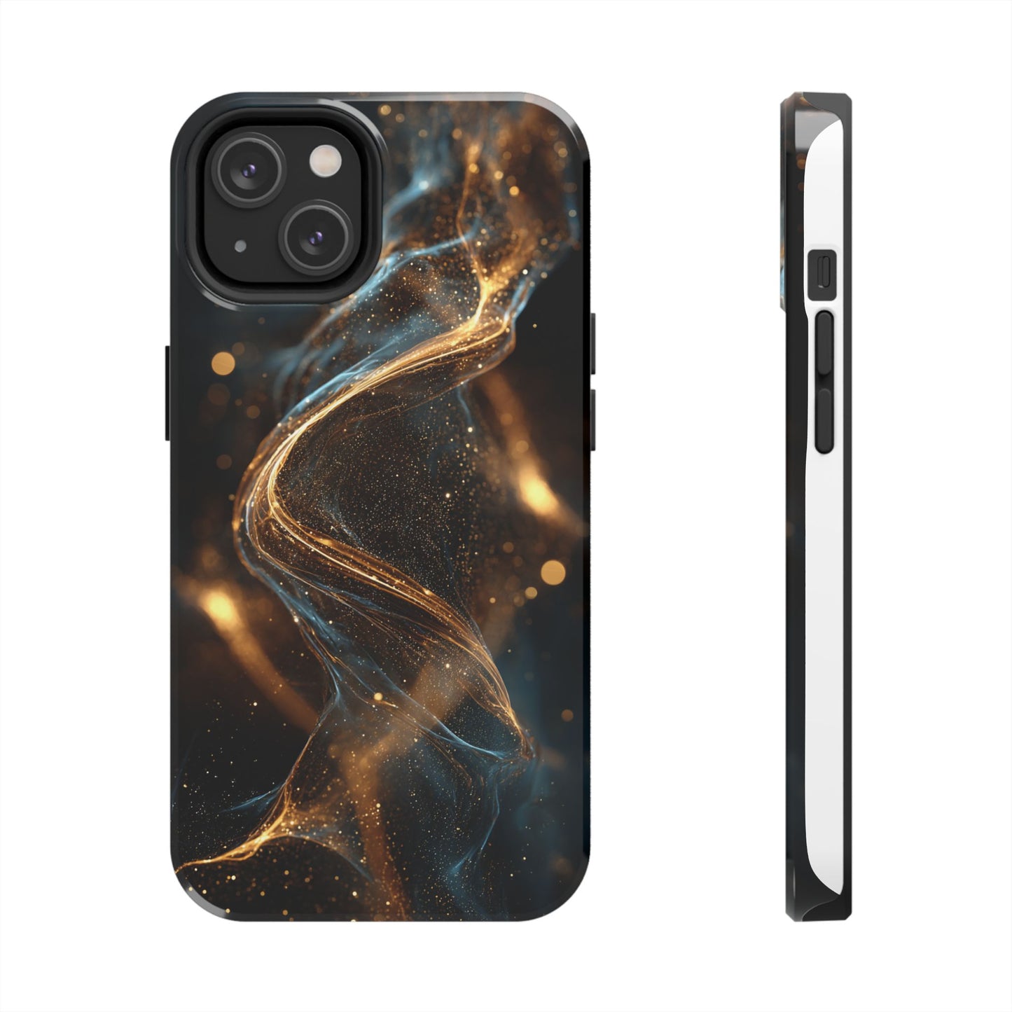 Stylish Tough Phone Case with Elegant Gold Swirl Design