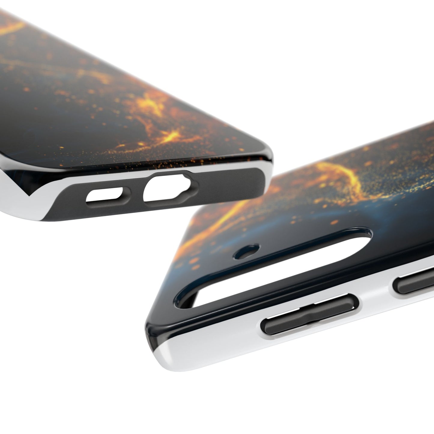 Sleek Tough Phone Cases with Abstract Gold and Blue Design