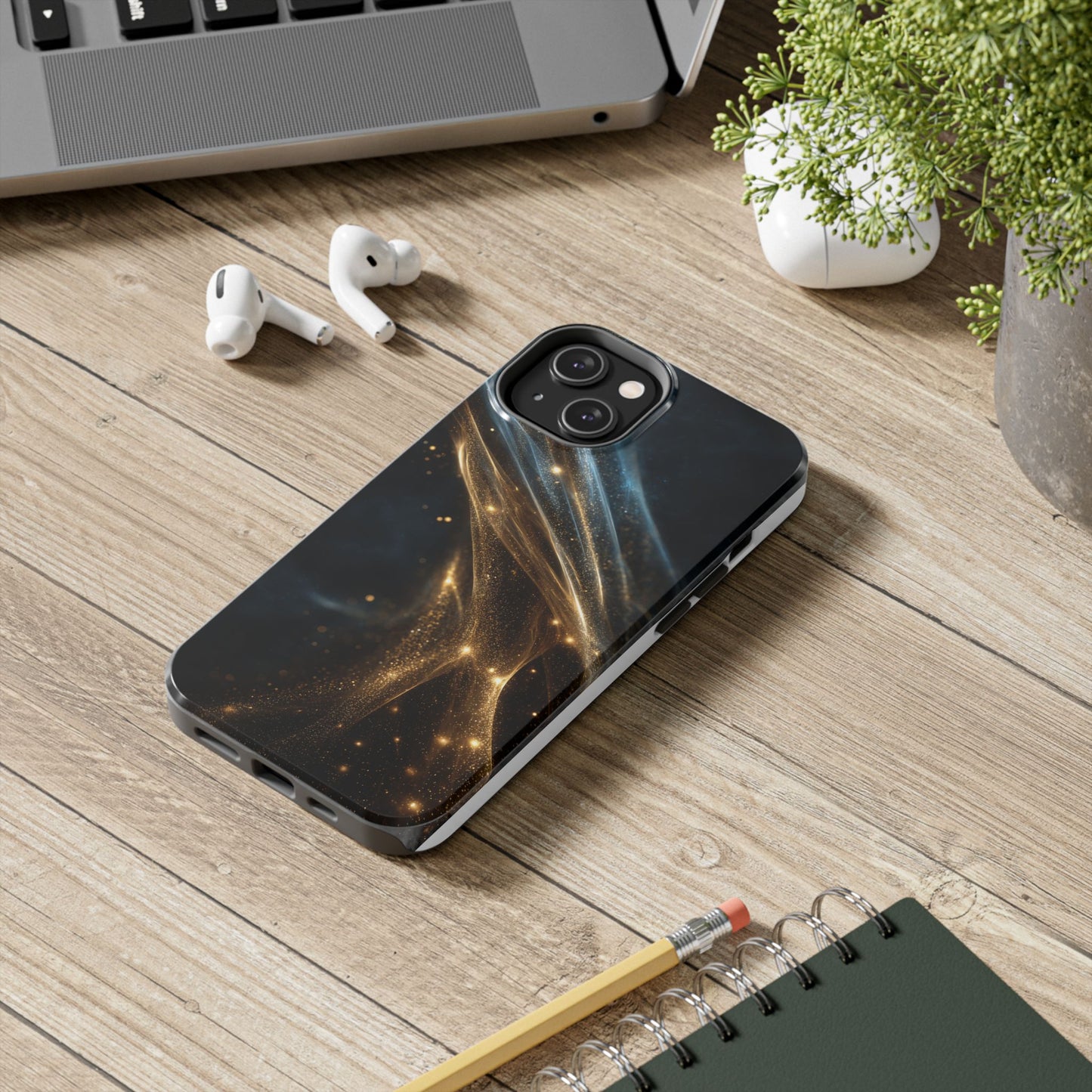 Stunning Gold Swirl Tough Phone Case - Stylish Protection with Elegance