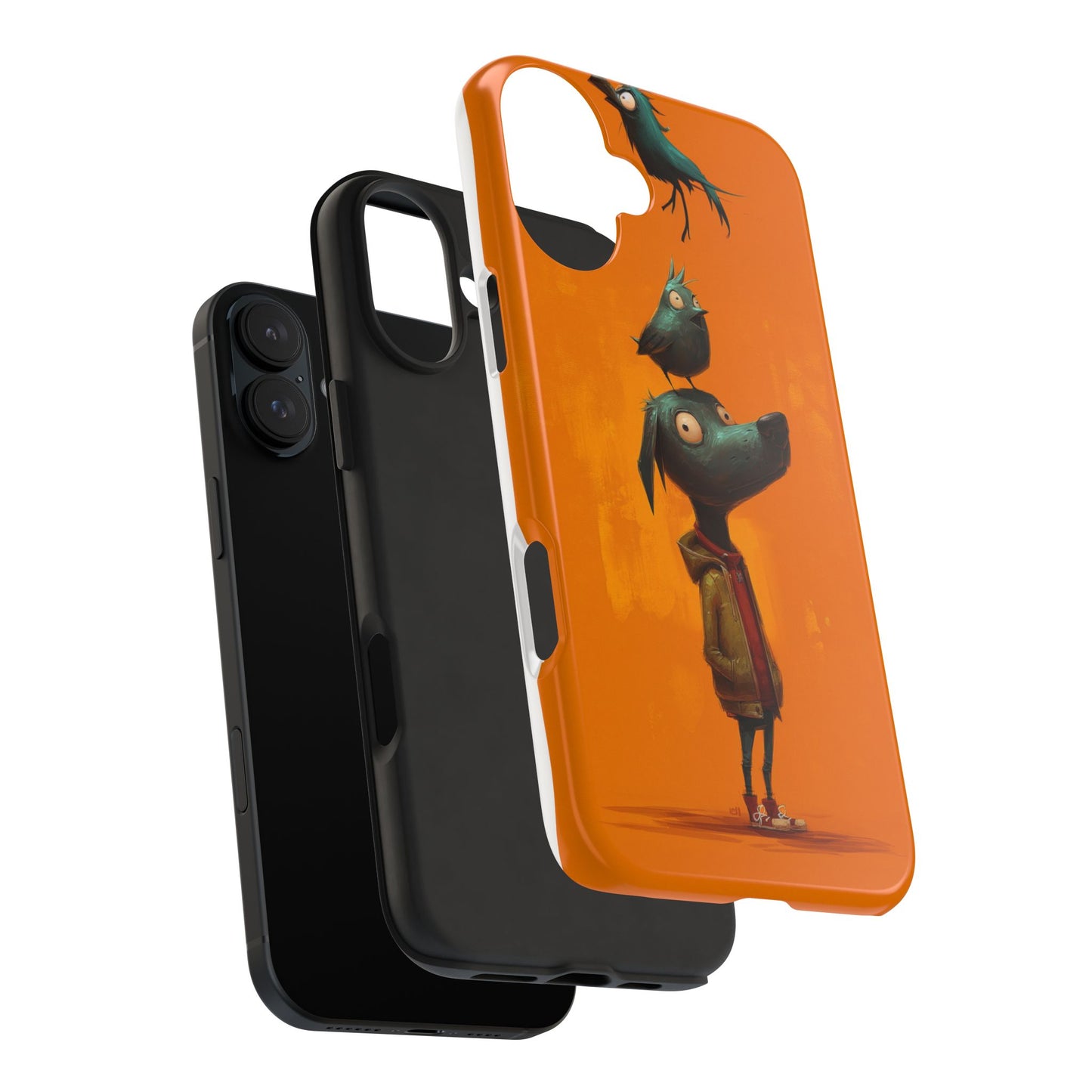 Fun Dog & Bird Tough Phone Cases - Quirky Animal Art for Pet Lovers