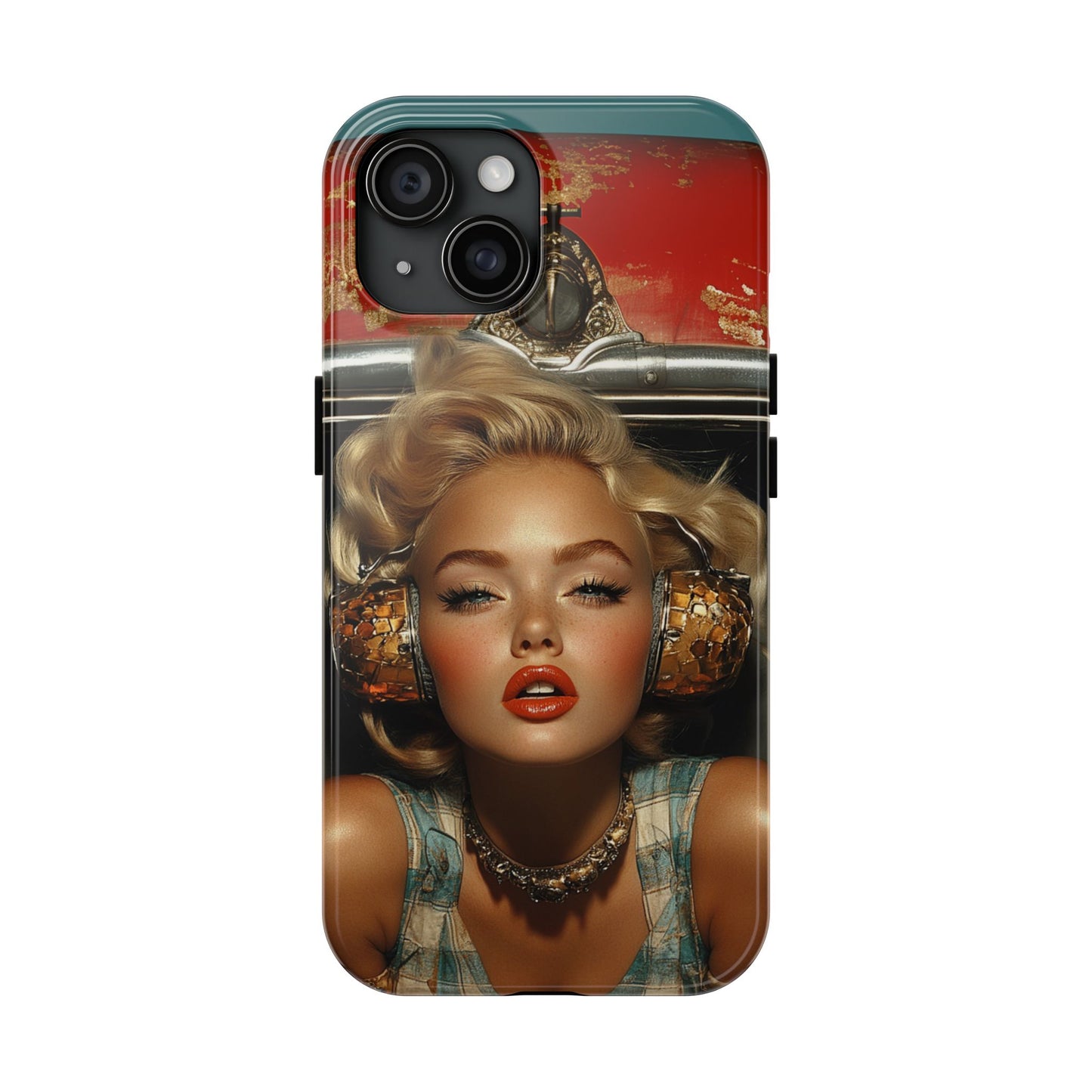 Retro Glam Tough Phone Case - Stylish Protection for Music Lovers