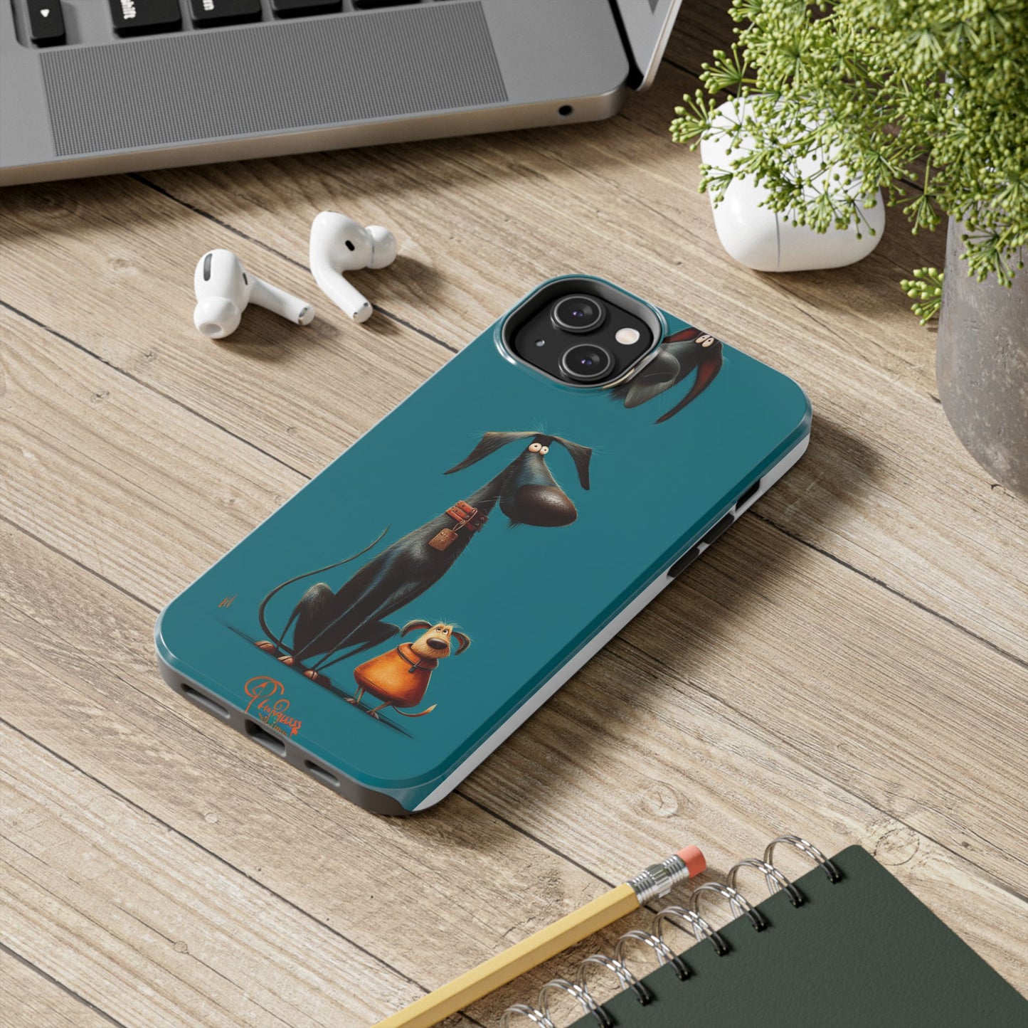 Whimsical Dog Art Tough Phone Case - Durable Protection for Pet Lovers