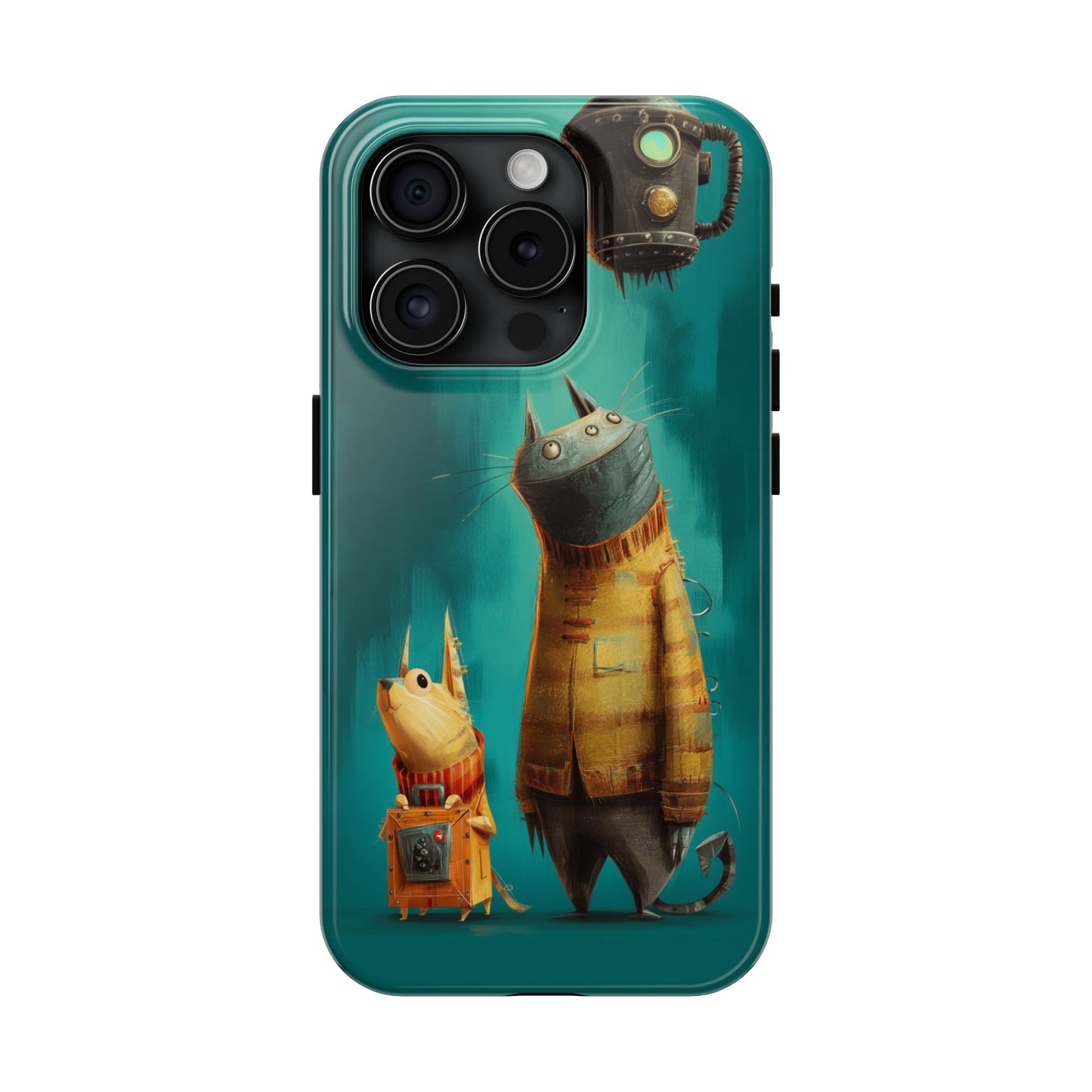 Whimsical Cat Adventure Tough Phone Case - Unique Design for Animal Lovers