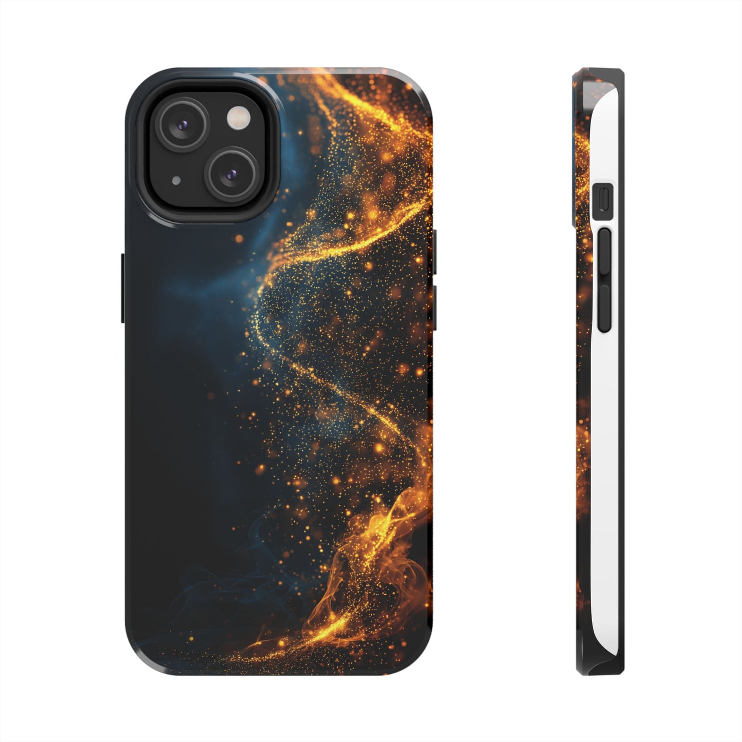 Sleek Tough Phone Cases with Abstract Gold and Blue Design