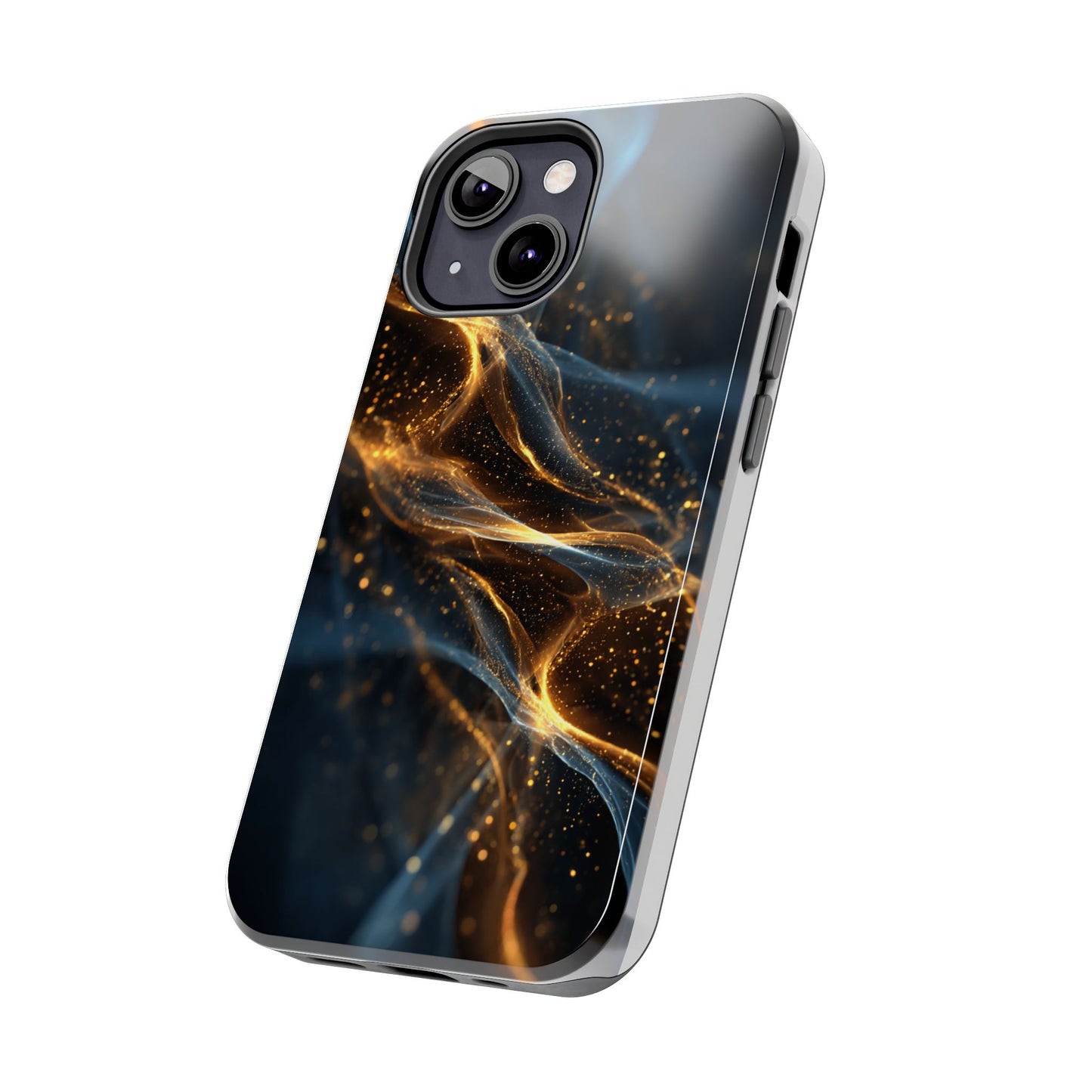 Stylish Tough Phone Case with Golden Swirl Design