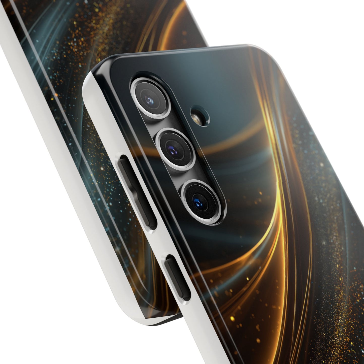 Elegant Tough Phone Case with Glittering Waves Design