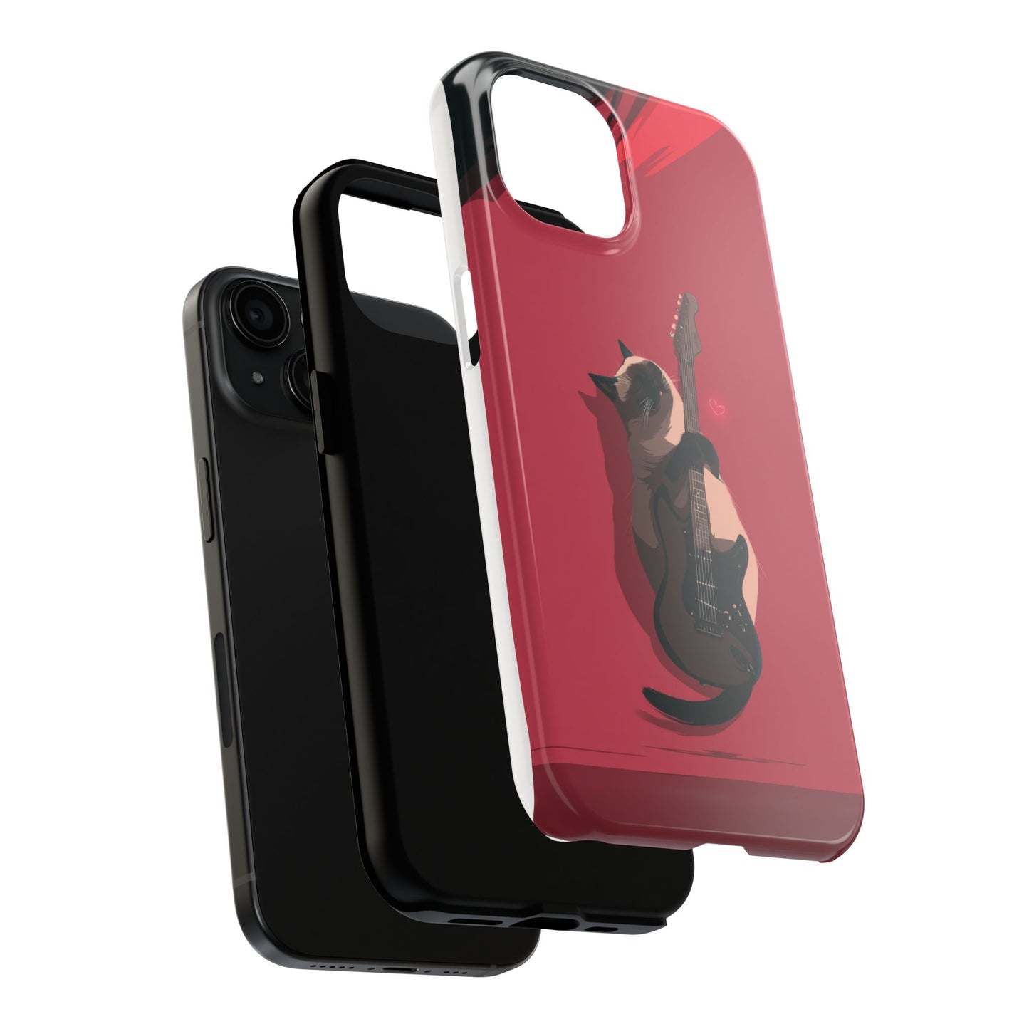 Charming Cat with Guitar Tough Phone Case – Wearable Art for Cat & Music Lovers