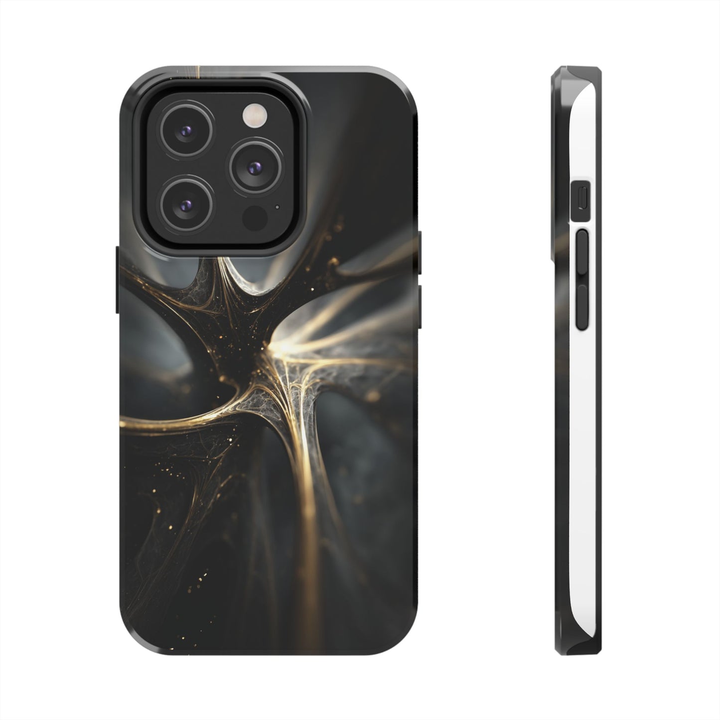 Elegant Tough Phone Case with Abstract Metallic Design