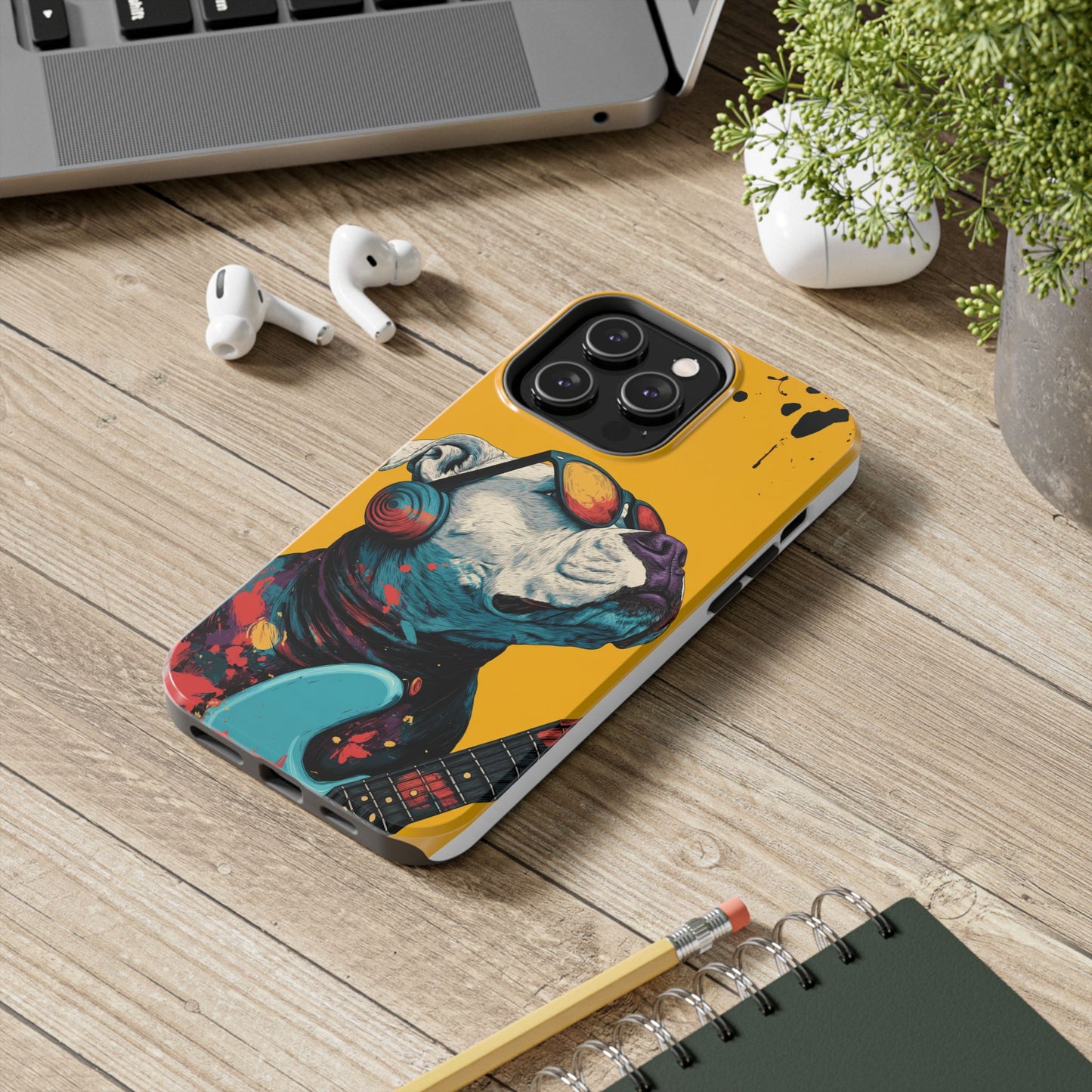 French Bulldog with Orange Sunglasses and Headphones Tough Phone Case